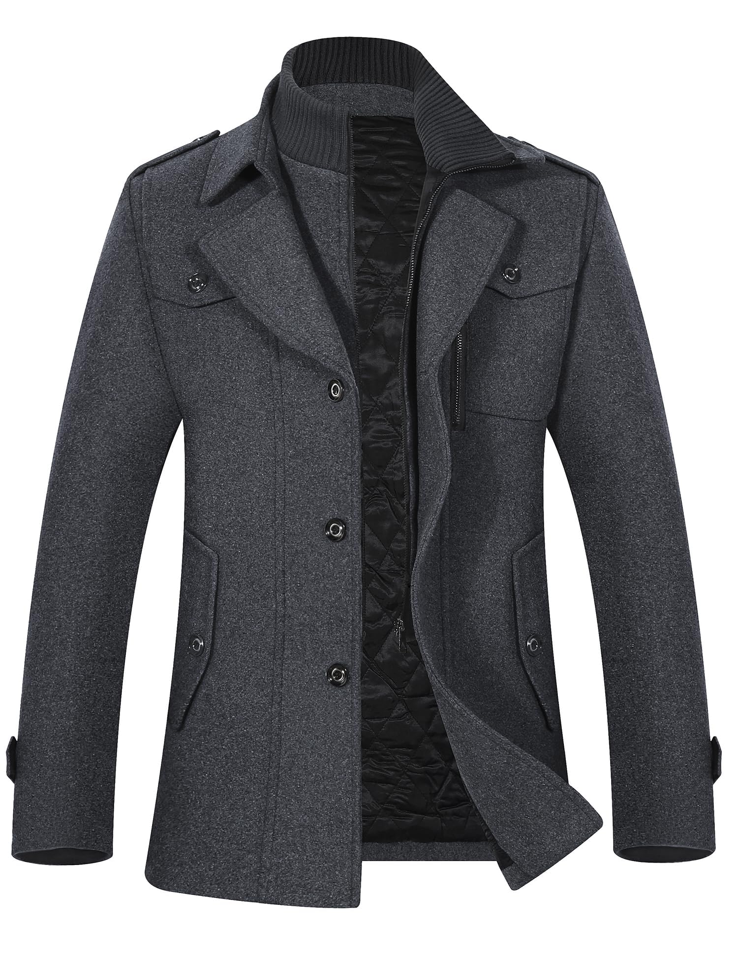 APTRO Mens Pea Coat Wool Jacket Windbreaker Single Breasted Winter Coat