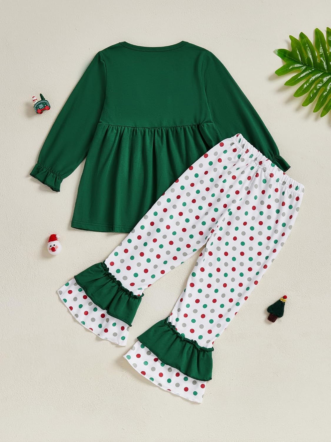 Toddler Baby Girl Christmas Outfit Gingerbread Doll Collar Button Down Shirt And Pants Smocked Clothes - Image 3