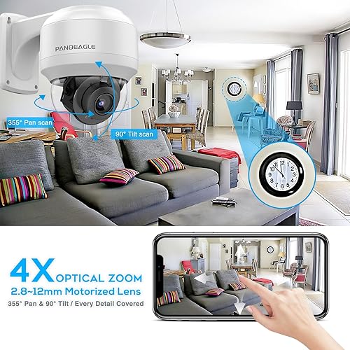 Miniatura 3 de PANOEAGLE Cámara IP PoE de 8 MP PTZ para exteriores con inclinación panorámica 4X zoom óptico 16x micrófono integrado visión nocturna IR de 164 pies
