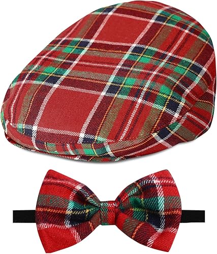 A&J DESIGN Gorra de conductor para bebé, niño pequeño, 2 piezas, gorro de periódico y pajarita (3 meses a 8 años)