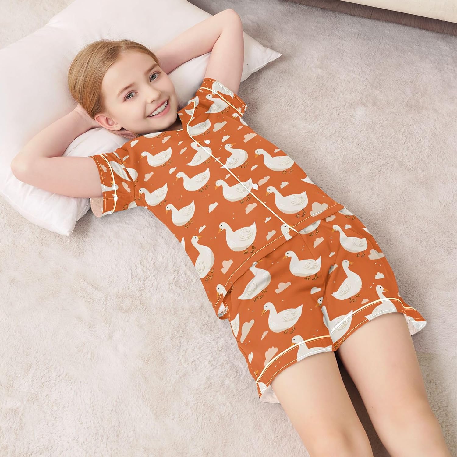 Silk Pajama Sets Short Sleeve Pajamas Soft Sleepwear 2 Piece Pjs Set