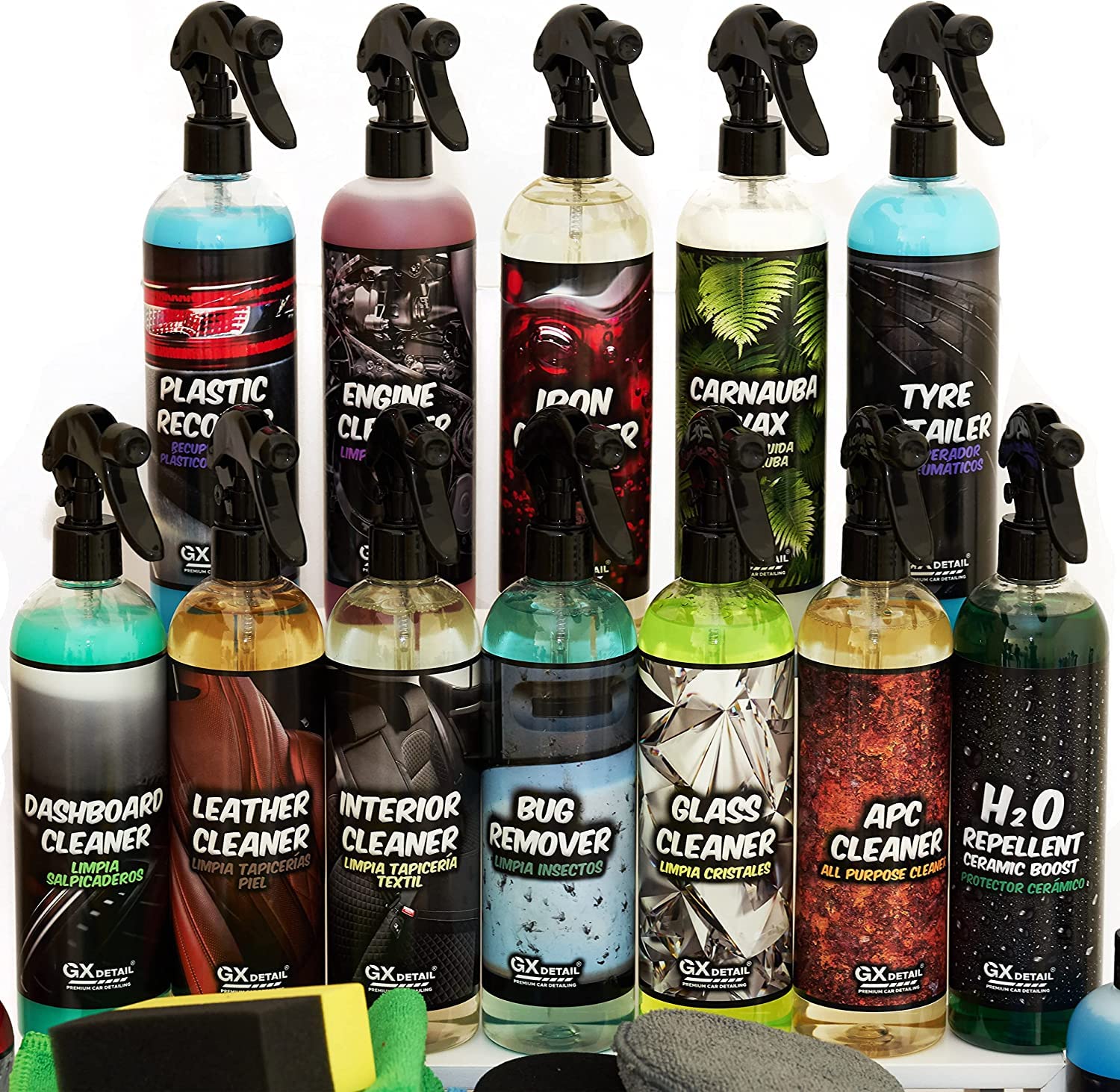 Kit Pro di Pulizia Per Auto – GxDetail - Kit Totale Pulizia dell'auto - Tutto il Necessario per la Pulizia dell'auto (Con Accessori)