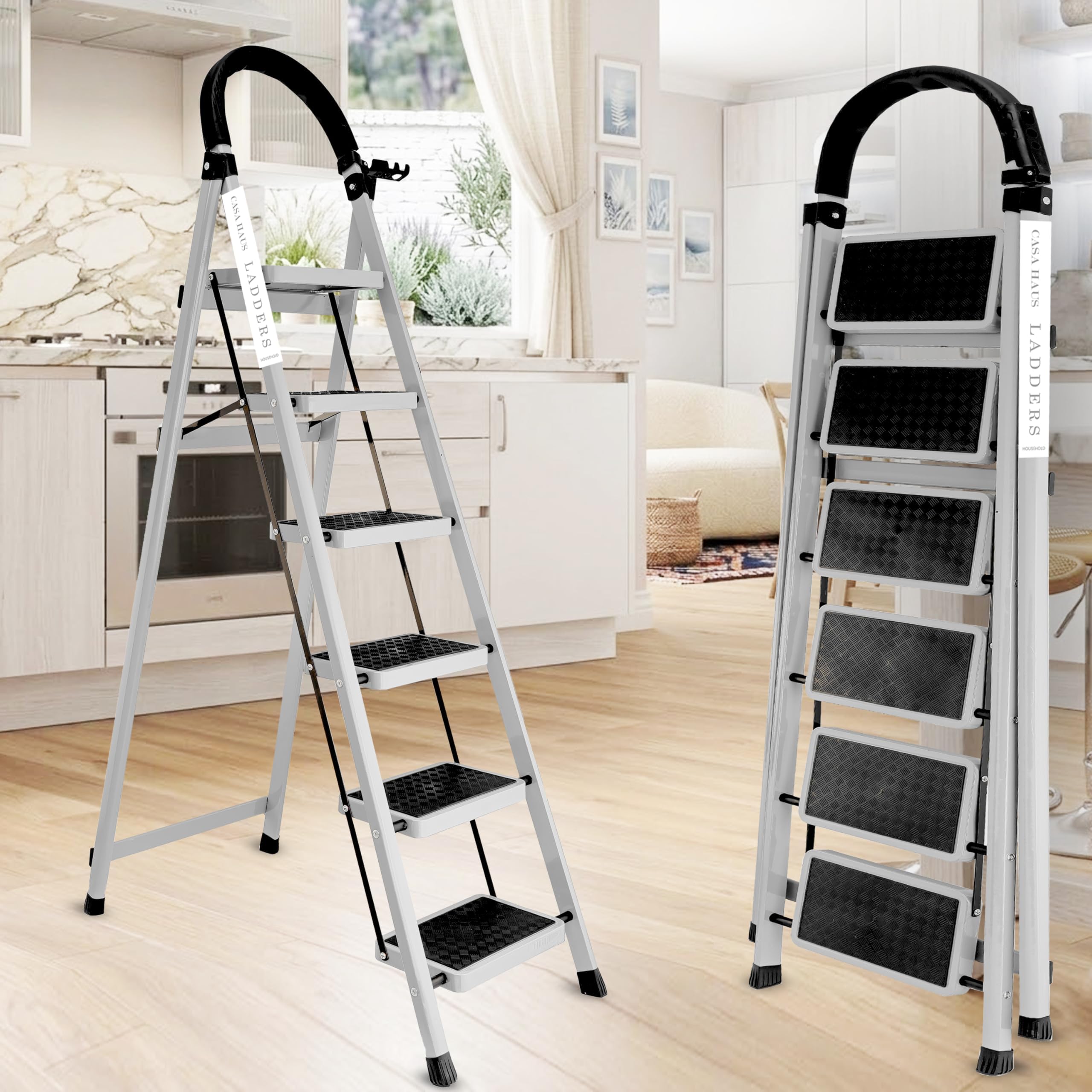 Casa Haus 6 Step Ladder - Heavy Duty & Foldable -1