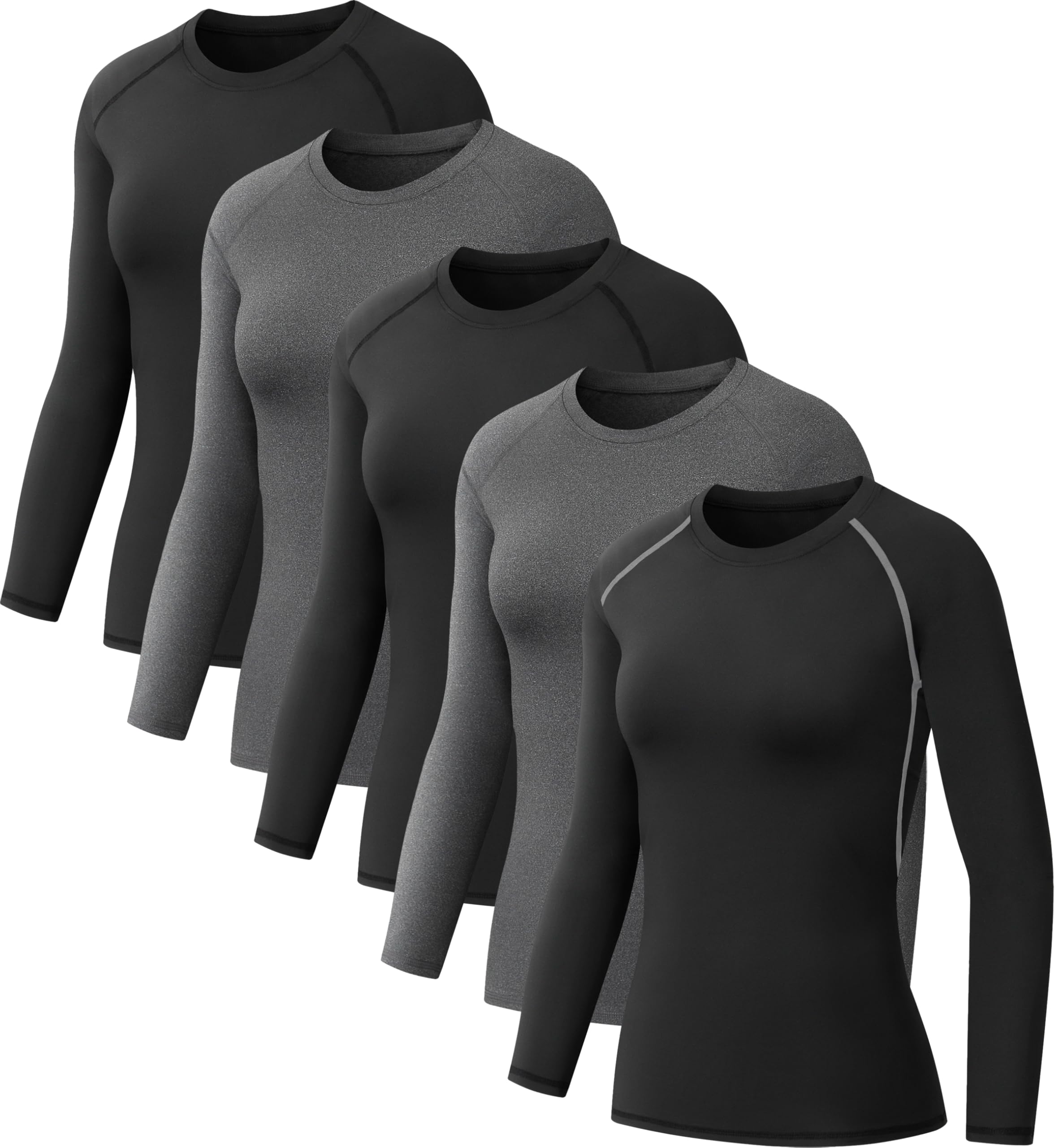 5 Pack Women's Compression Shirt Long Sleeve Workout Tops Athletic Baselayer Quick Dry Gym Yoga Running T-Shirt