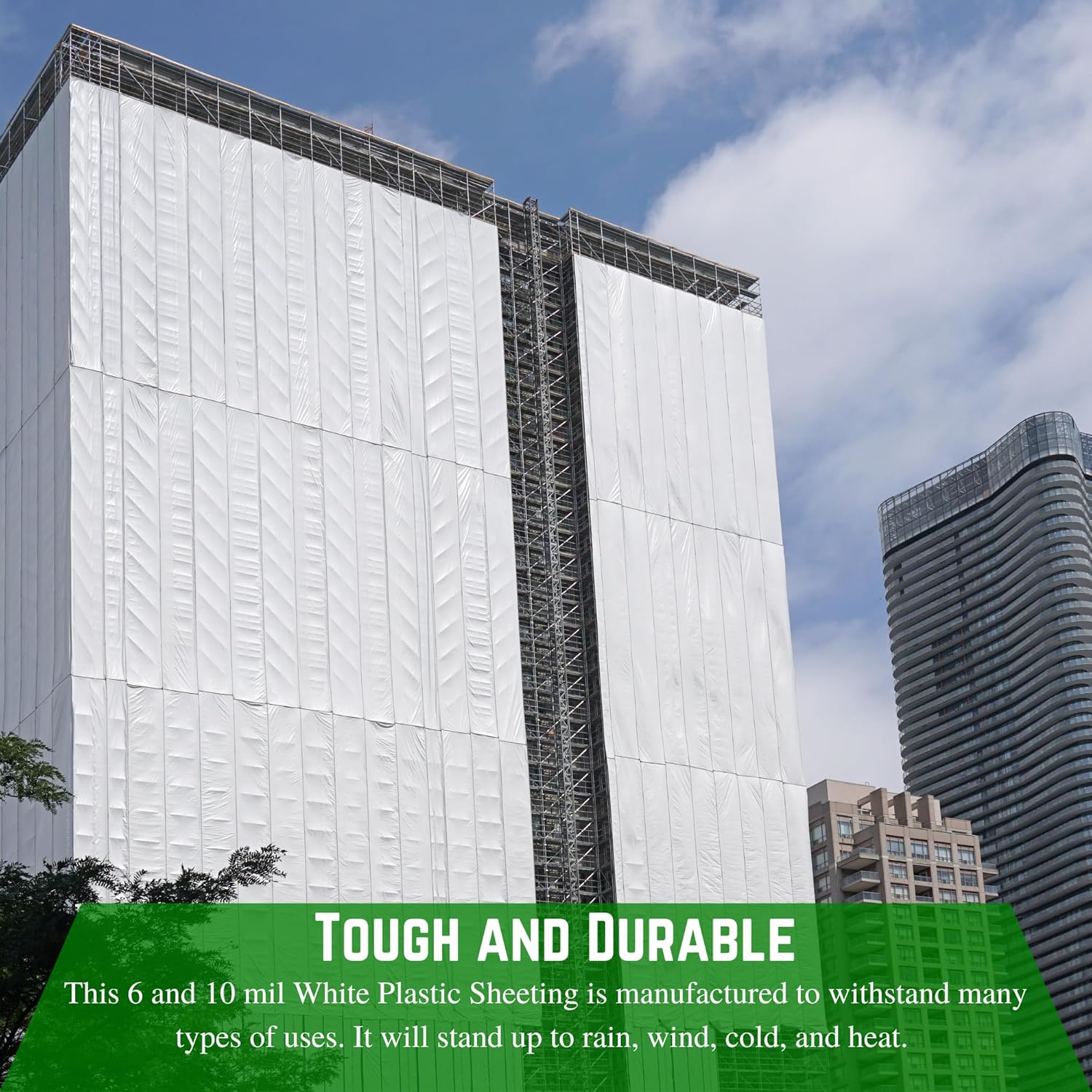 Farm Plastic Supply - White Plastic Sheeting - 6 &10 Mil Polyethylene Sheeting - White Tarp, Construction Plastic, Drop Cloth Vapor Barrier (6 mil - 12' x 100')
