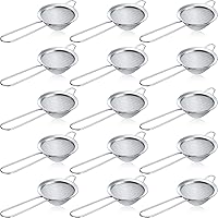 Yungyan 15-Pack 3.3" Fine Mesh Cocktail Strainers Stainless Steel Tea Sifters for Juice, Herbs, Coffee - Long Handle Silver