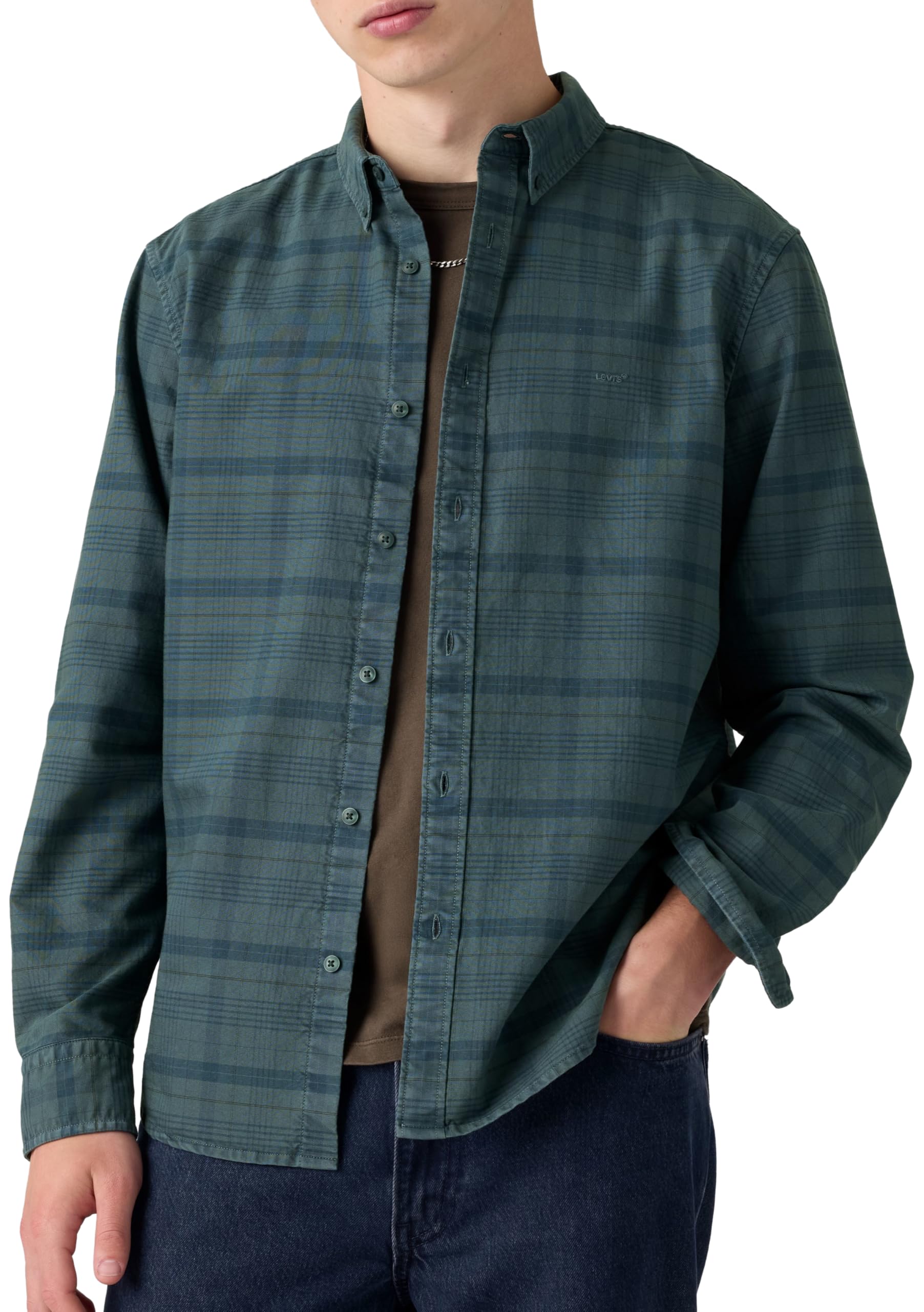 Levi's Men's Authentic Button Down Shirt, Dark Slate Gd Plaid, XL