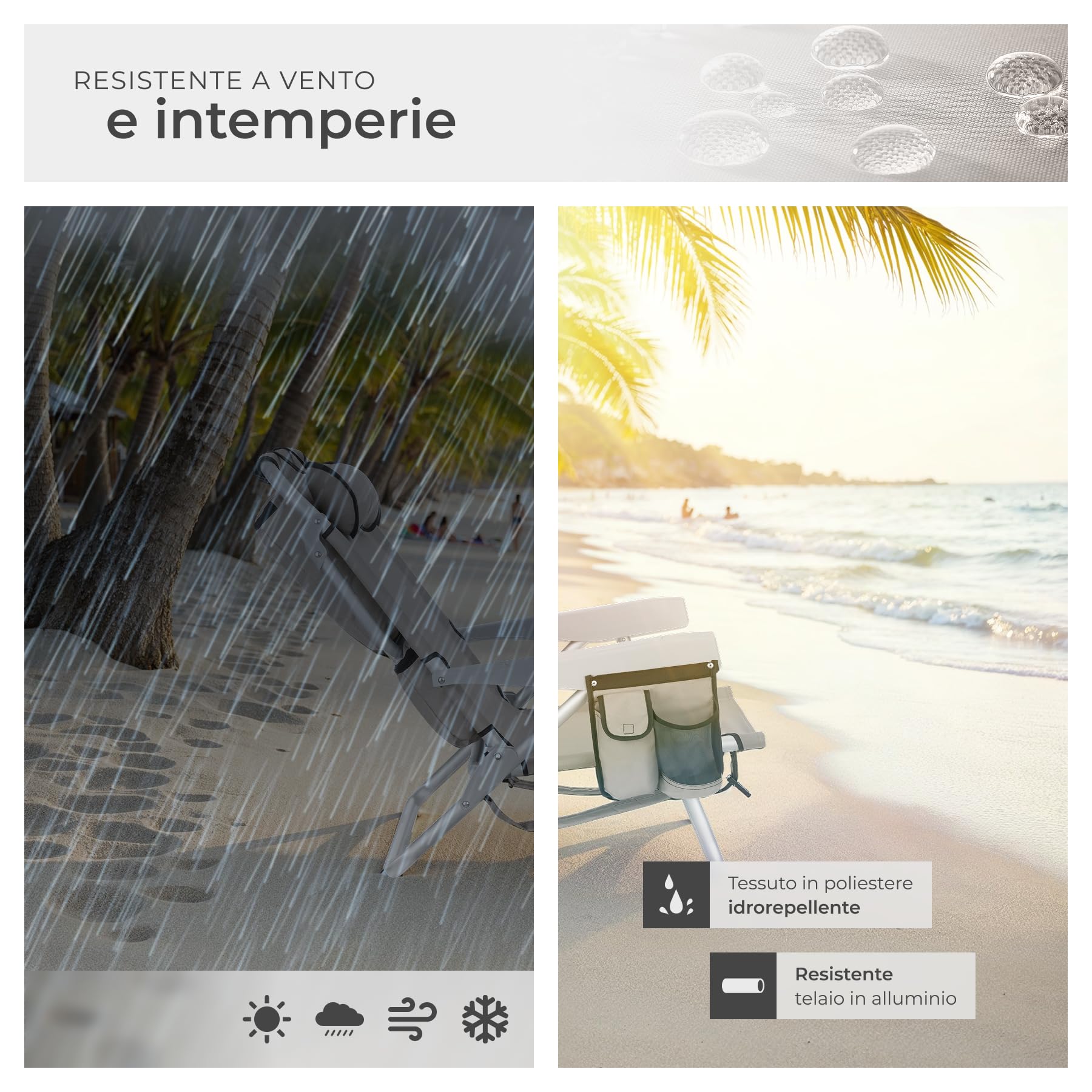tectake® 2 Sedia da Spiaggia, Spiaggina Pieghevole Funzione Zaino, Sedie da Giardino, Telaio Alluminio, Sdraio Da Spiaggia, Schienale Regolabile, Sdraio pieghevole, Borsa Termica, Sedia Mare - Beige
