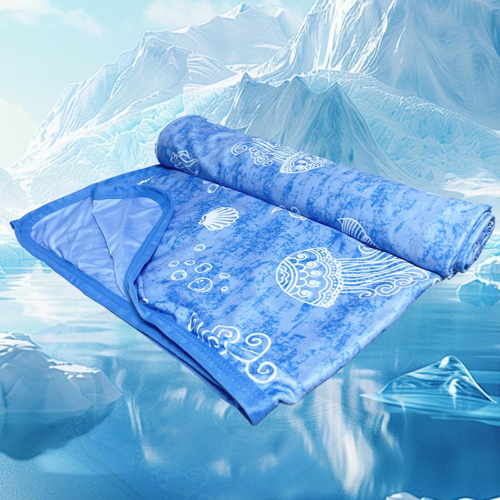 Coperta refrigerante 2 in 1 double face, coperta estiva, rinfrescante, 150 x 200 cm, per persone, coperta estiva in seta di ghiaccio, doppio auto-raffreddamento, assorbe il calore corporeo