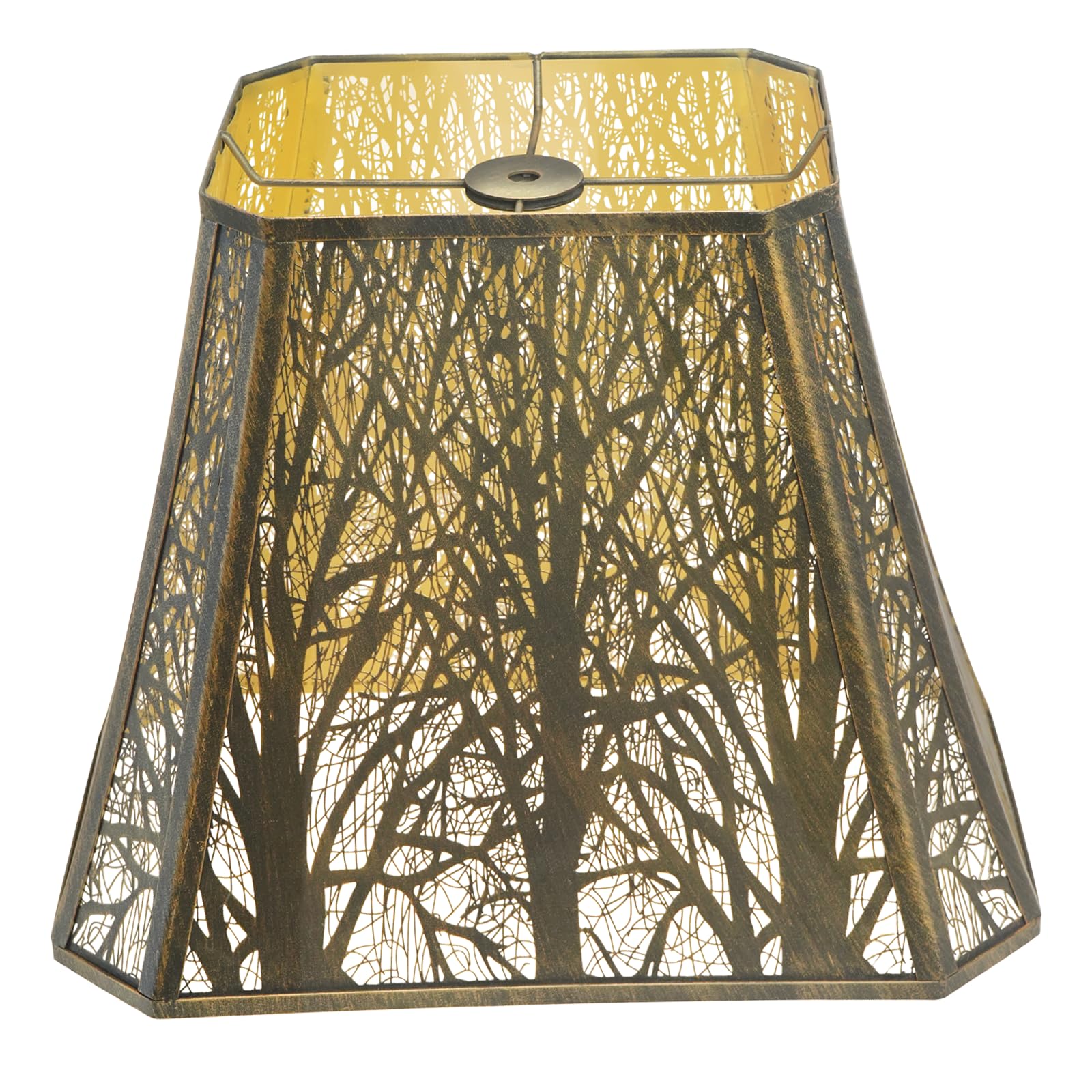Aeelleea E27 Large Floor Lamp Shade,Vintage Metal with Etched Forest Cutout,Bronze-Gold,20.3x35.3x27.9cm,for Pendant&Table Lamps