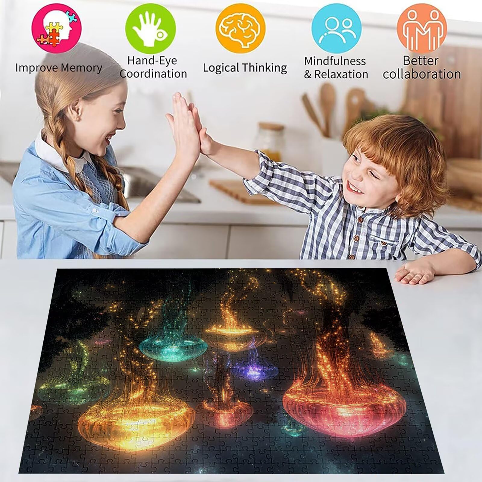 Puzzle 3000 elementów meduza puzzle dla dorosłych las 122 x 81 cm Unikalne rzemiosło klasyczne 3D drewniane układanka do rodzinnych gier aktywnych, układanka do samodzielnego wykonania nawet do