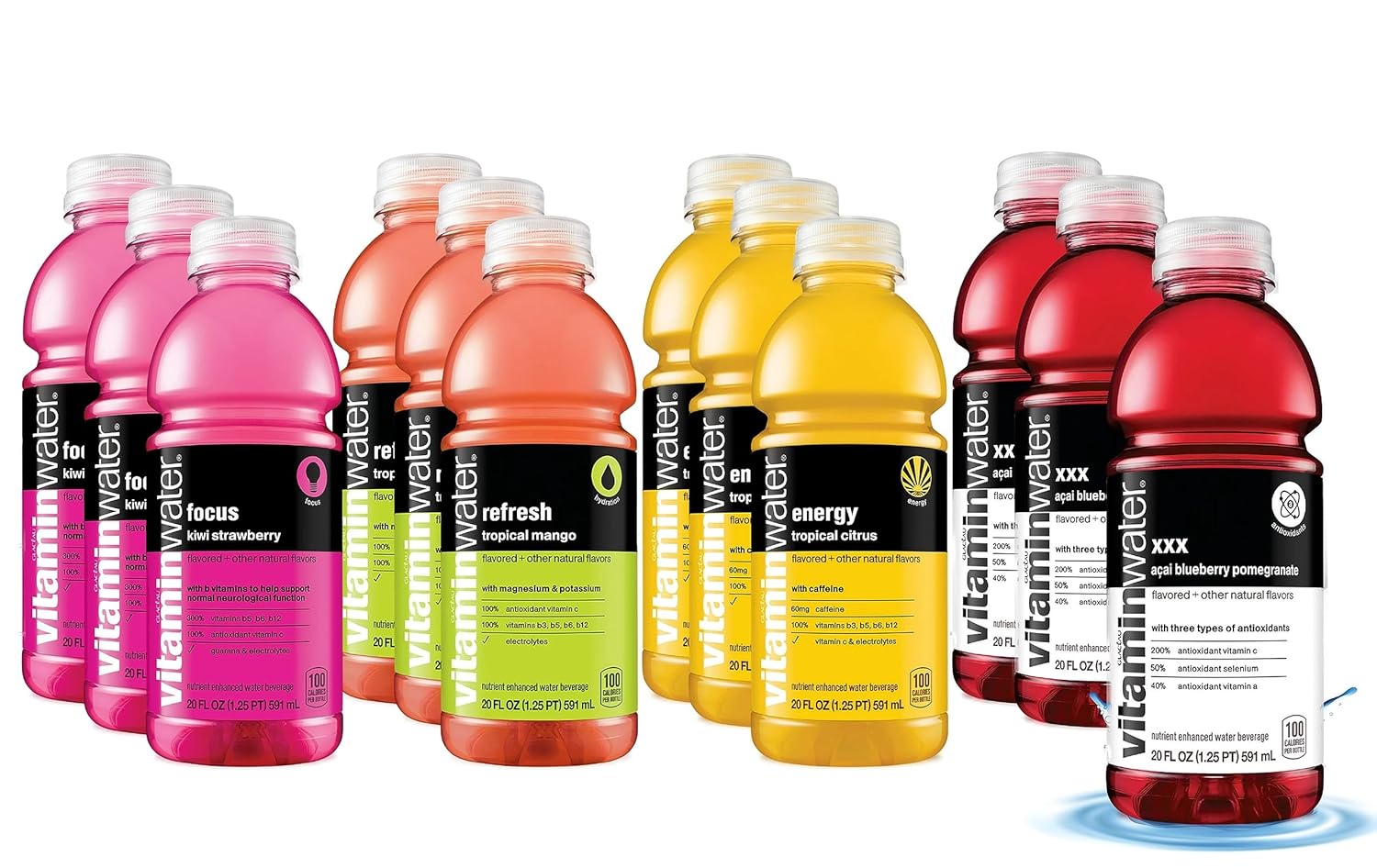 Vitamin Water Variety Pack 20 oz Water Bottles