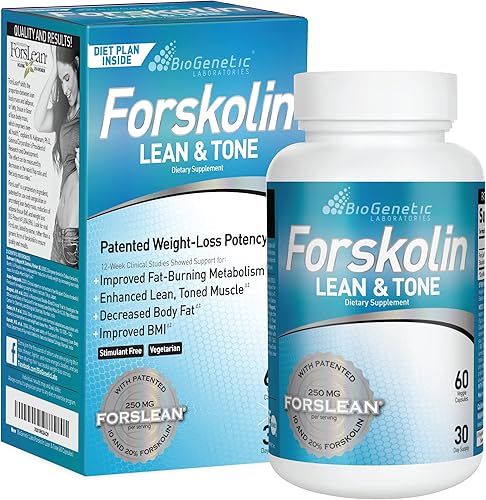 BioGenetic Labs Forskolin Lean & Tone - Píldoras para bajar de peso - Fórmula tonificante corporal Quemador de grasa y mantenimiento de la masa