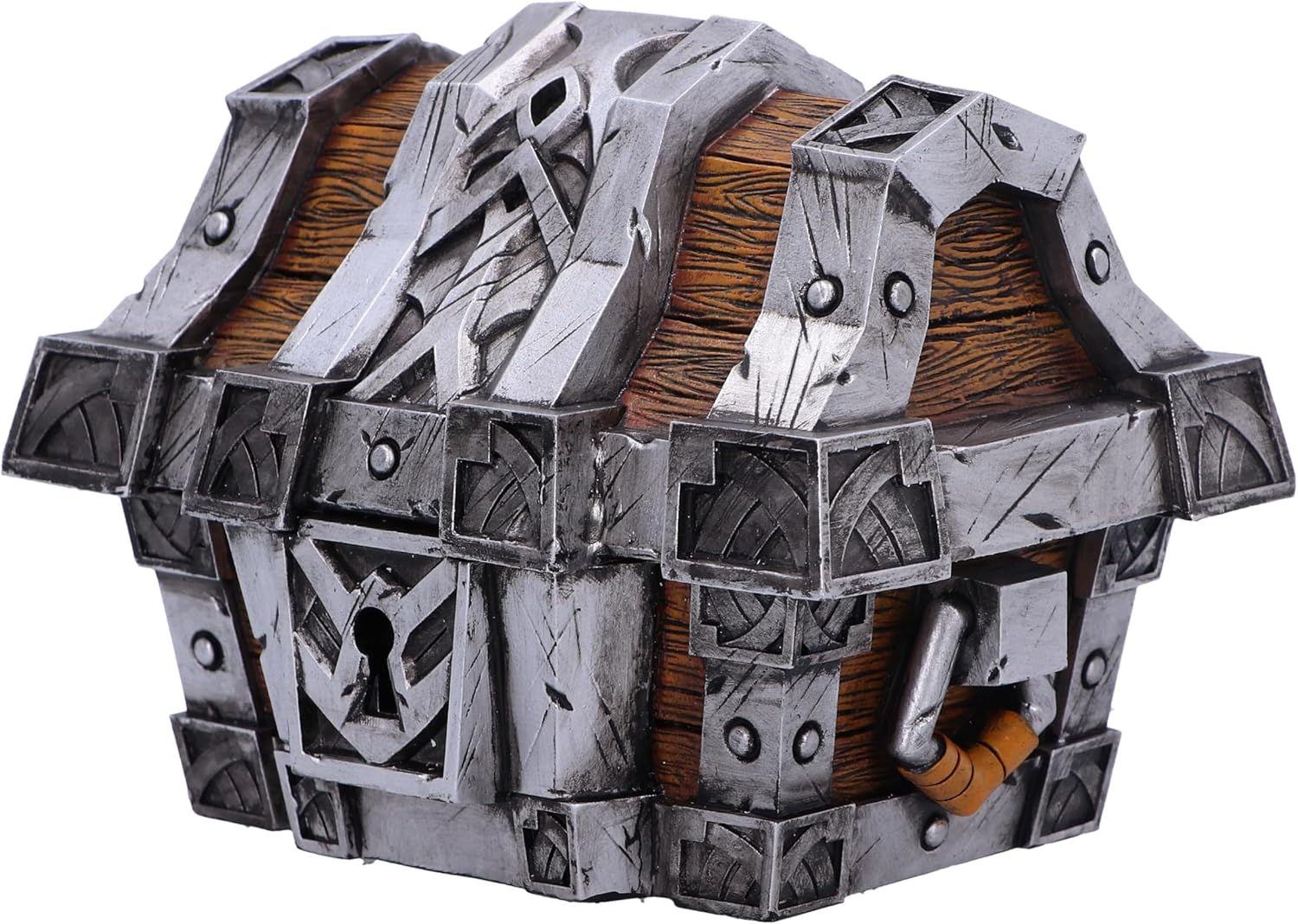Nemesis Now World of Warcraft Silverbound Treasure Chest Box 10.5cm, Resin, Silver/Brown, Official World of Warcraft Merch, Treasure Chest Box, Gaming Controller Box