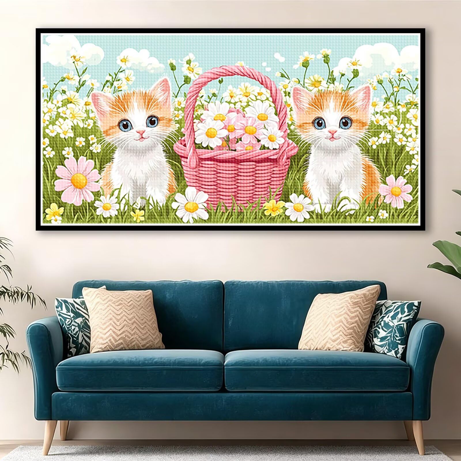 Diamond Painting Grande 180x90cm Gato Diamond Painting Adultos, DIY Flor Pintura de Diamante Manualidades Adultos, 5D Cuadrado Rhinestone Bordado Punto de Cruz Art para Home Decoration Regalo 0J-543