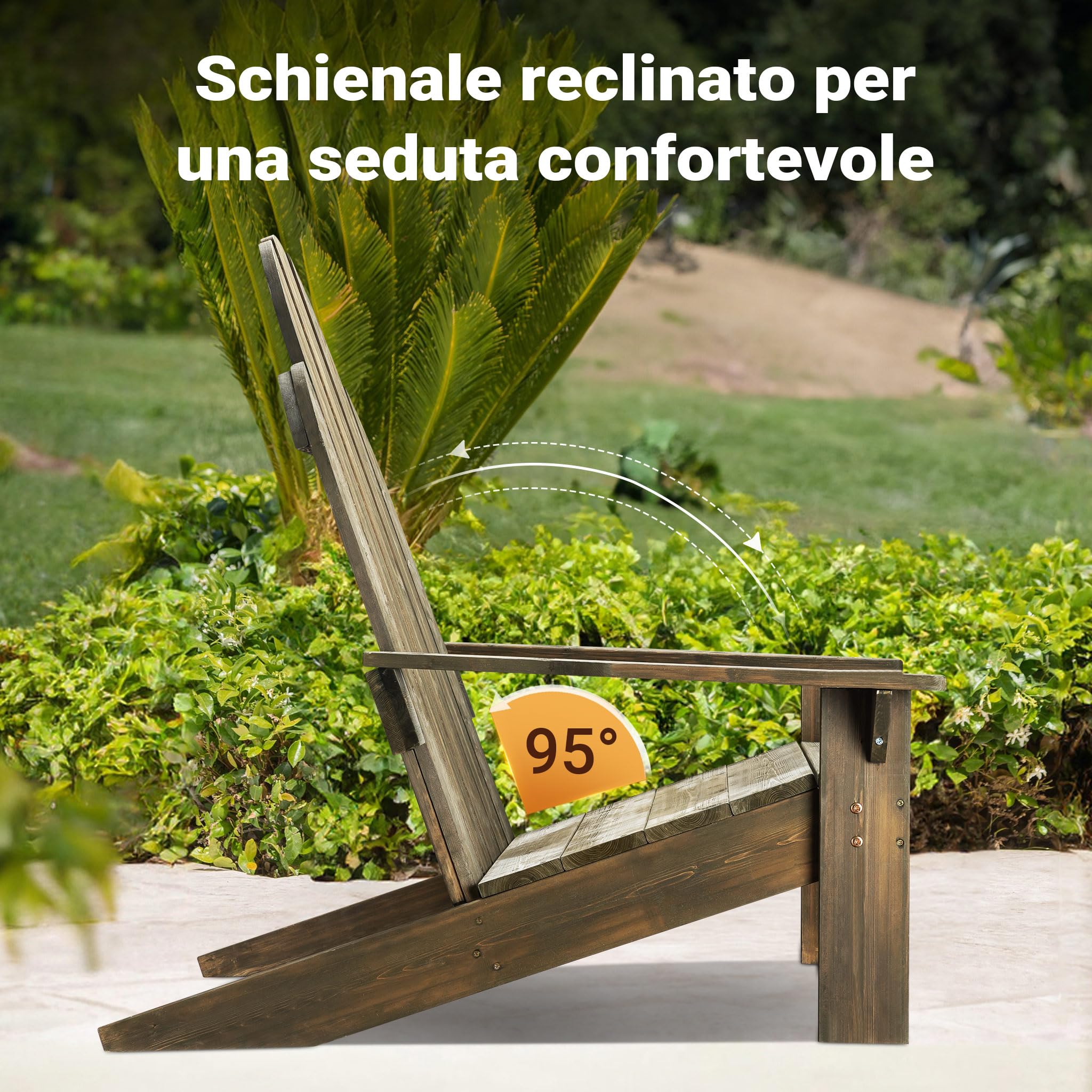 Wiltec sedia da giardino Adirondack 89 x 72 x 92.5 cm, legno FSC, per interno esterno