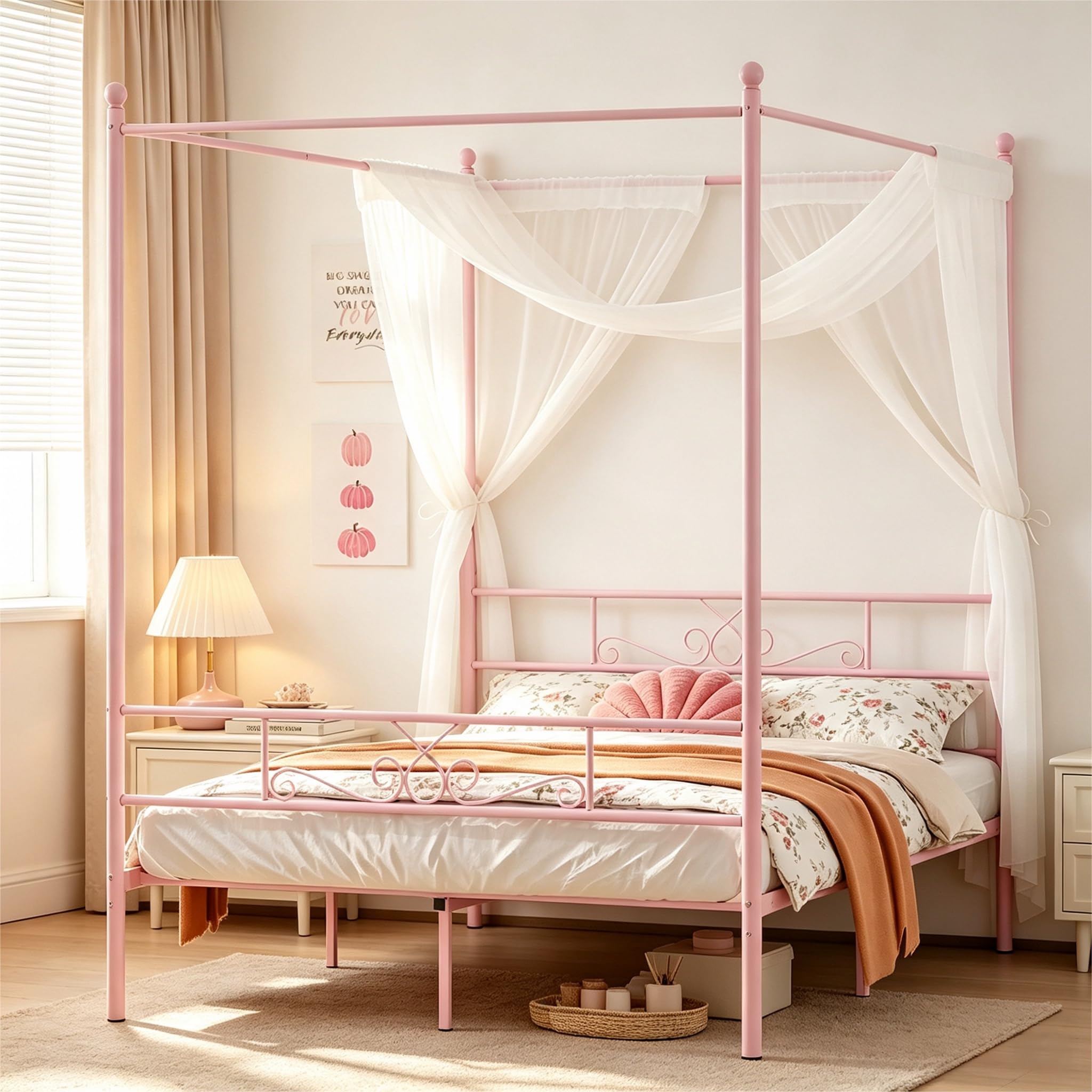 Weehom Full Metal Canopy Platform Bed Frame
