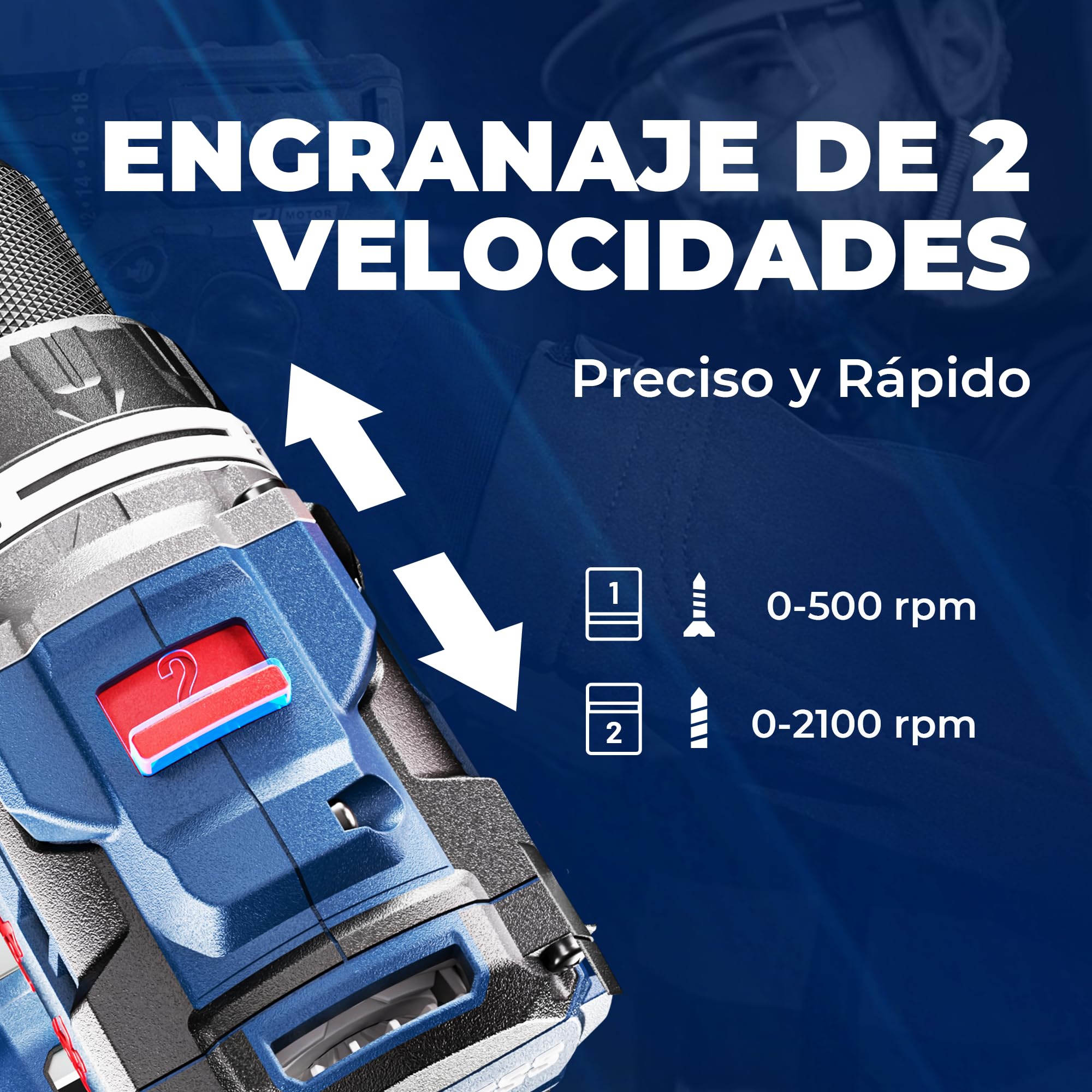 Dong Cheng Taladro de Percusión Inalámbrico 20V 160Nm, Taladro Percutor Batería Brushless, 2x4,0Ah, 3 Modos-Atornillar, Perforar y Percuto, Portabrocas de 13 mm, 2 Velocidades, 19+2Niveles de Par