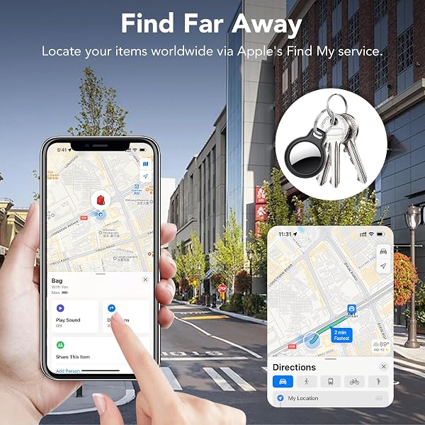 Smart Air Traceur Tag Lot de 4, Compatible avec Apple Localiser (iOS Uniquement), Air Localisateurs Tags pour Valises Portefeuilles Clés Sacs, Suivi Mondial, 100dB Bip, IP68 - 5