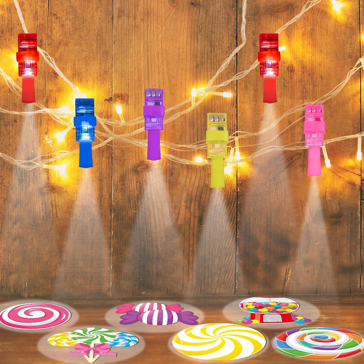 CHUNNIN 36 PCS Candy Birthday Party Favors Lollipop land LED Light Up Finger Lights, Glow in the Dark Candy world Party Bulk for Holiday Christmas Goodie Treat Bags Stuffers Candies Birthday Supplies