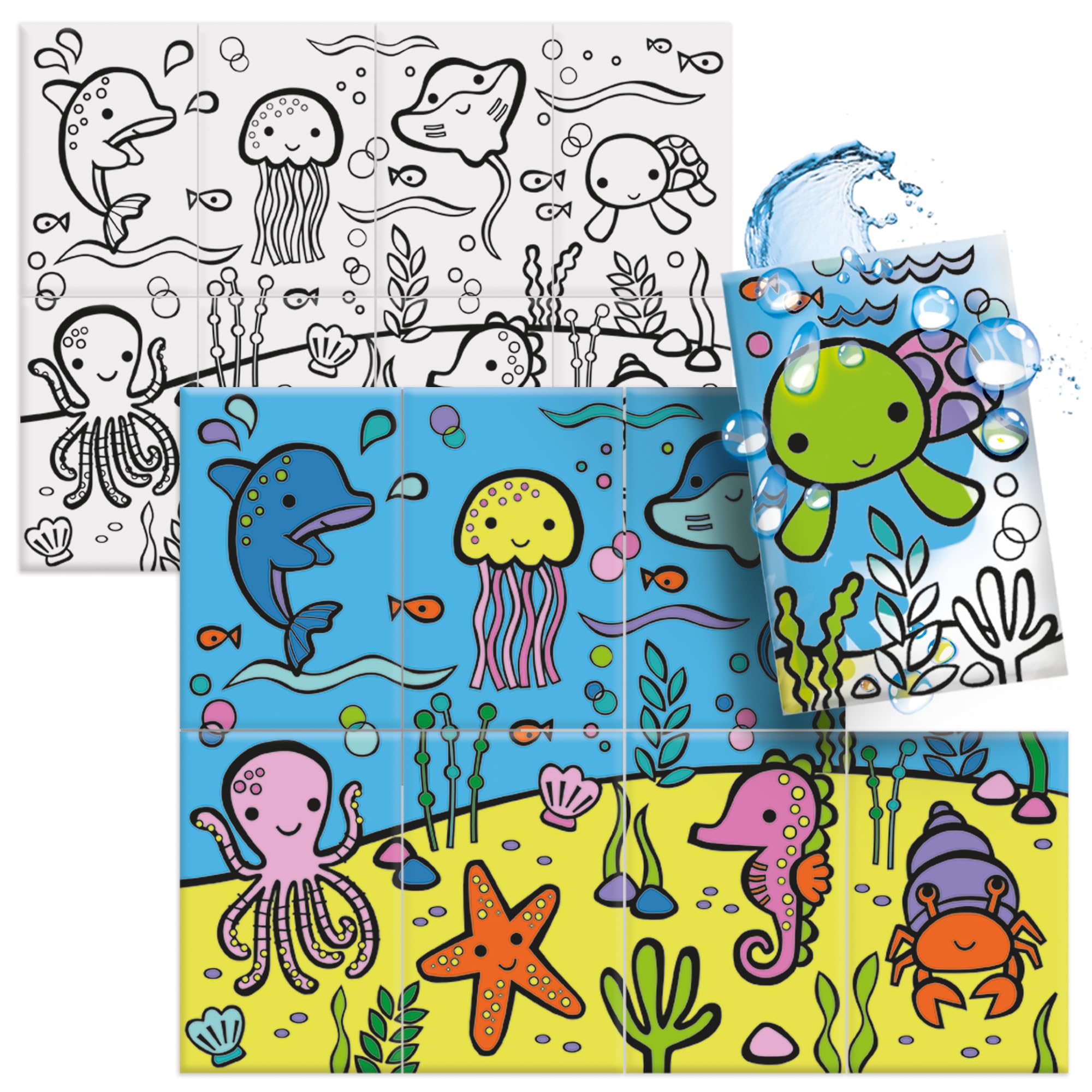 HEADU - Flashcards Baby Bath - Scopri La Magia Dei Colori Con L’Acqua | Carte Magiche per Bagnetto, Giochi Educativi Per Bambini 1-3 Anni, Cards Animali, Esperienza Sensoriale, Regalo Natale Pasqua