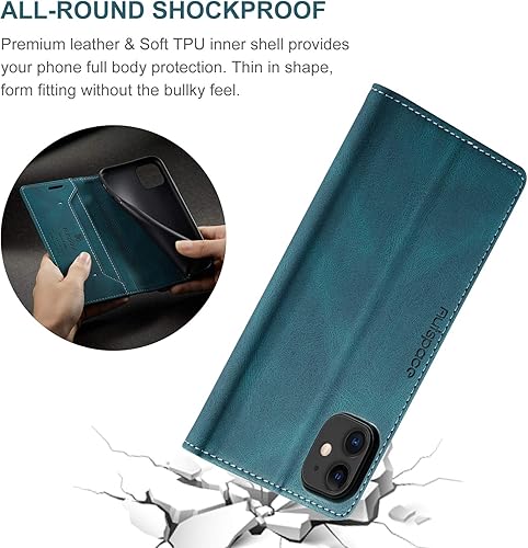 Miniatura 5 de EYZUTAK Funda para iPhone 11 de 6.1 pulgadas, Funda de cuero protectora mate retro con bloqueo RFID Soporte de visualización Cierre magnético TPU