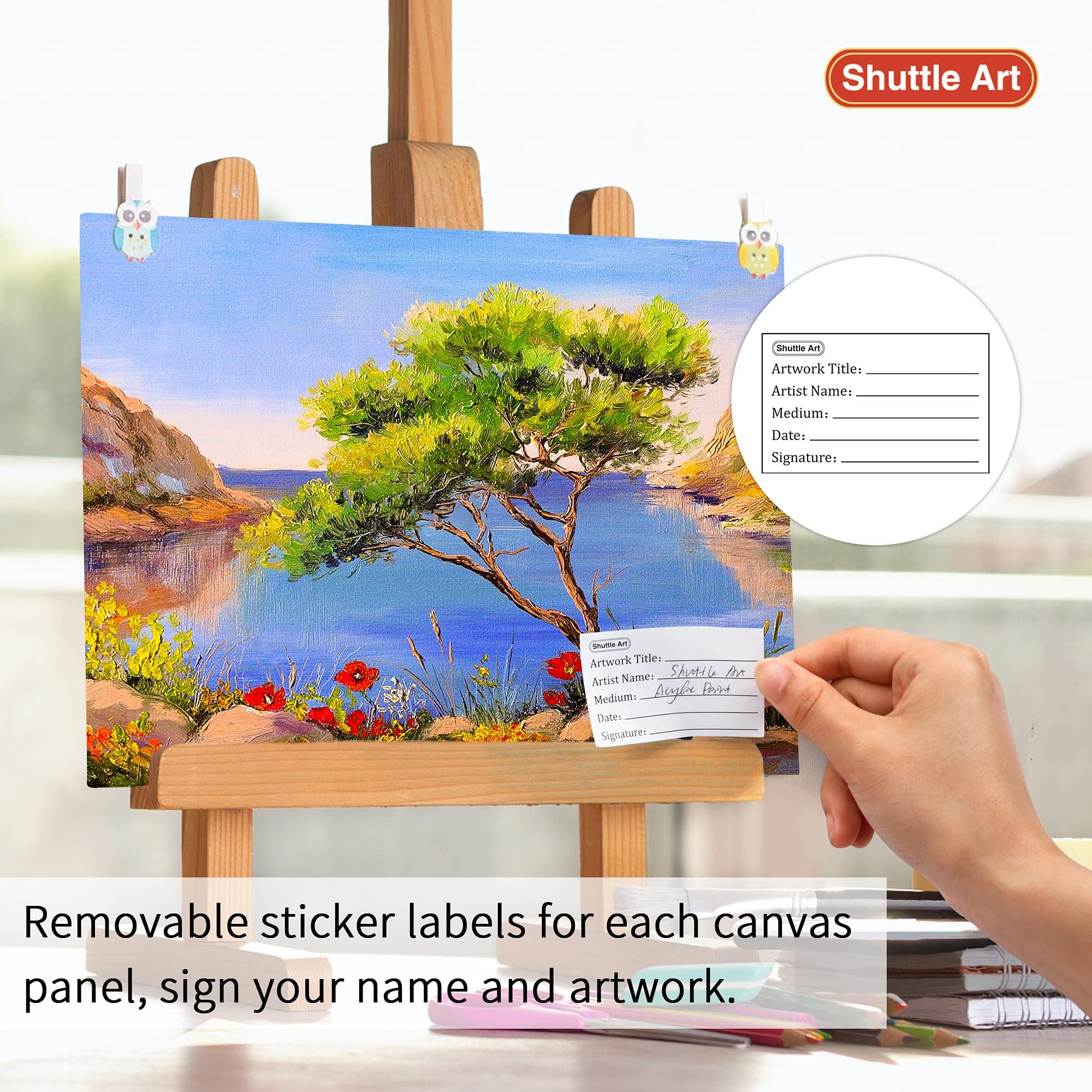 Shuttle Art Canvases for Painting, 34 Pack Multi Sizes Stretched