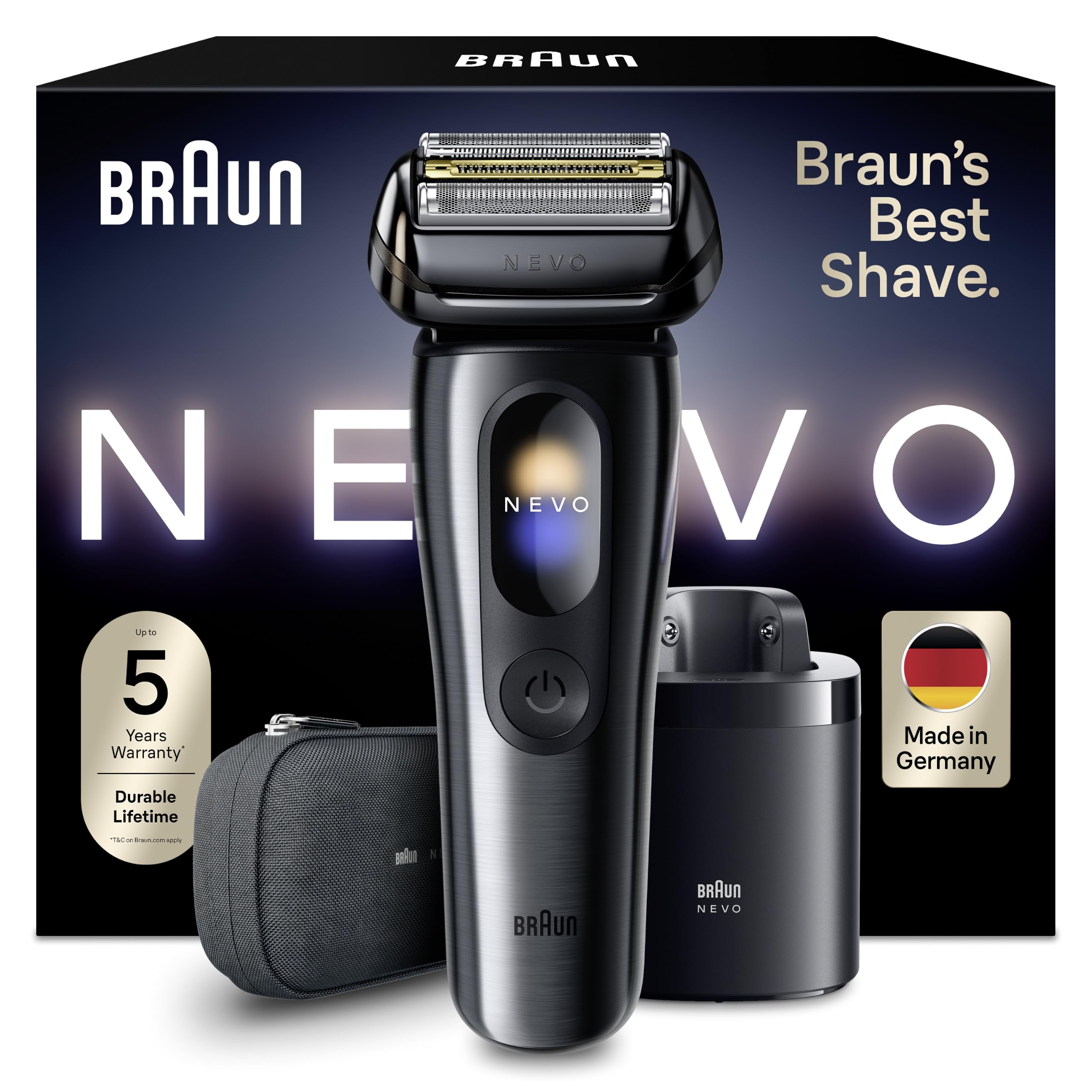 Braun NEVO Men’s Electric Shaver with AeroTouch Technology, Graphite