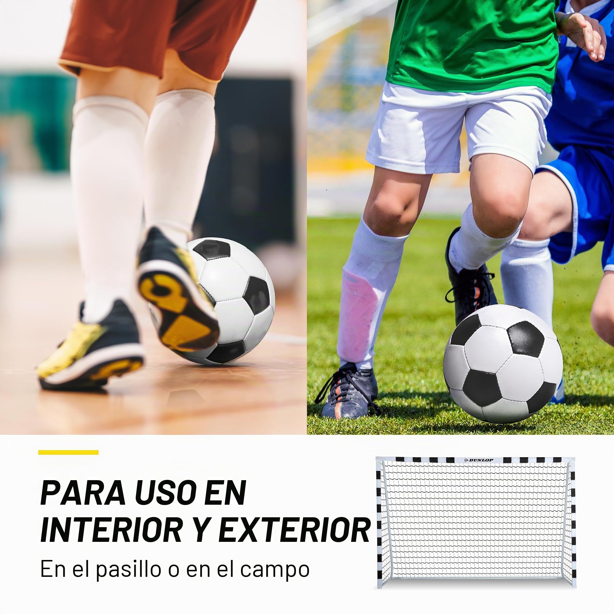 Dunlop Portería de Fútbol - 300x200x90 cm - Metal - Material de Entrenamiento de Fútbol para Todas Las Edades - Fácil Montaje - Negro/Rojo