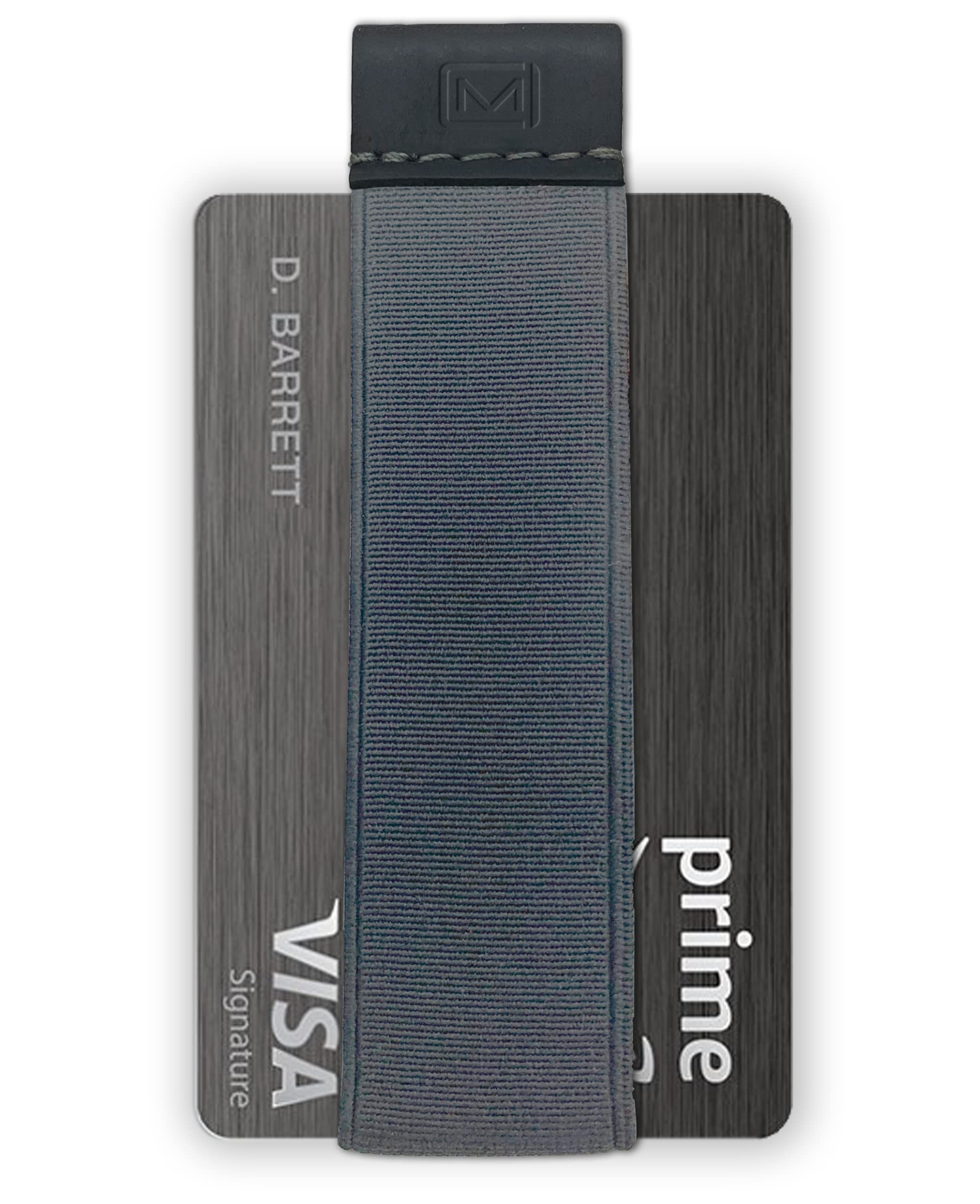 Modern CarryQuick Draw Minimalist Wallet for Men & Women, Elastic Band Minimal Credit Card Holder with Leather Tab, Card Grabber for Long Nails, Money Clip Alternative (Black), Gray, One Size, Credit