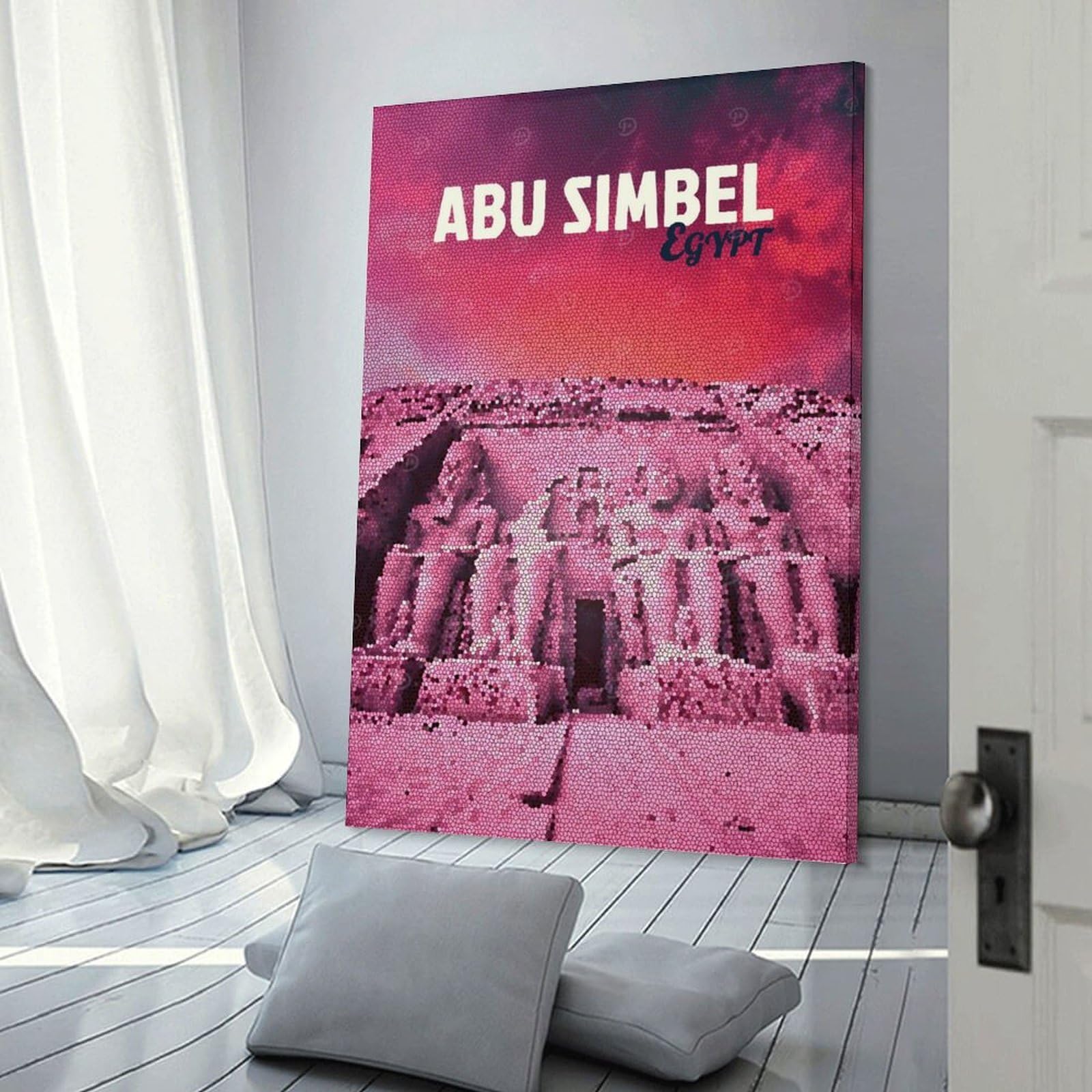 Junmoney Abu Simbel Mosaic Canvas Wall Decor 24x36inch(60x90cm), for Lounge, Study, Hallway Or Flat Walls, Canvas Wall Art That Fits Changing Layouts