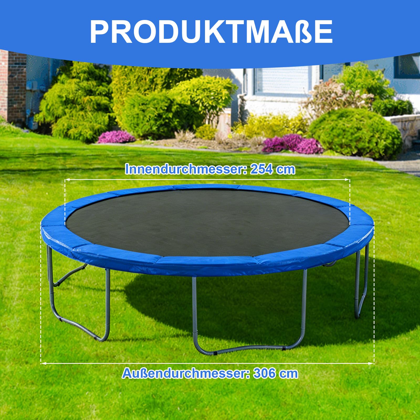 Trampolin Randabdeckung 306cm Außendurchmesser Trampolin Umrandung Federabdeckung Trampolin Randschutz UV-beständig Reißfest Trampolinzubehör Sicherheitsmatte