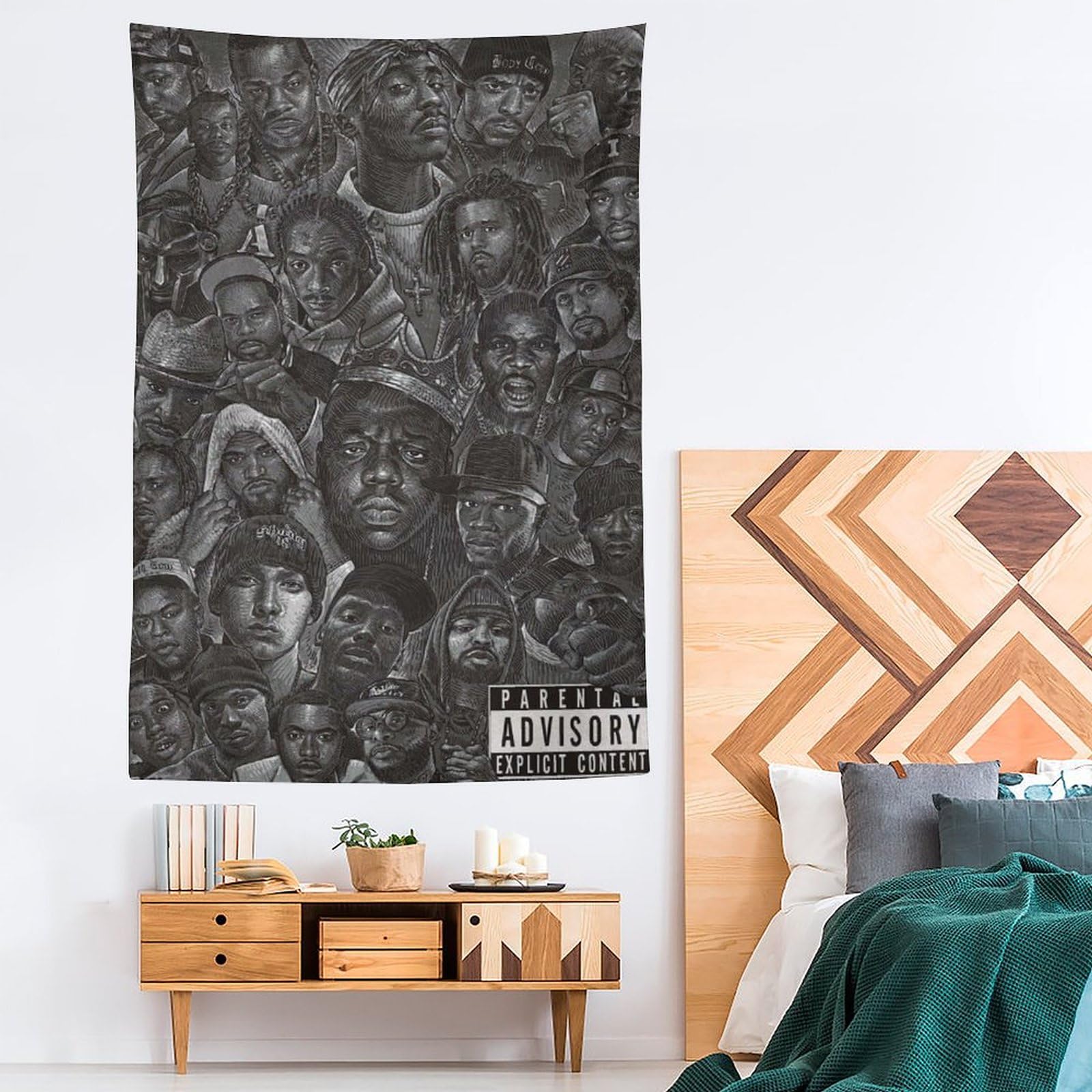 Poster con stampa artistica da parete, motivo: cantante rap, hip-hop, tutte le stelle, 152 x 228 cm