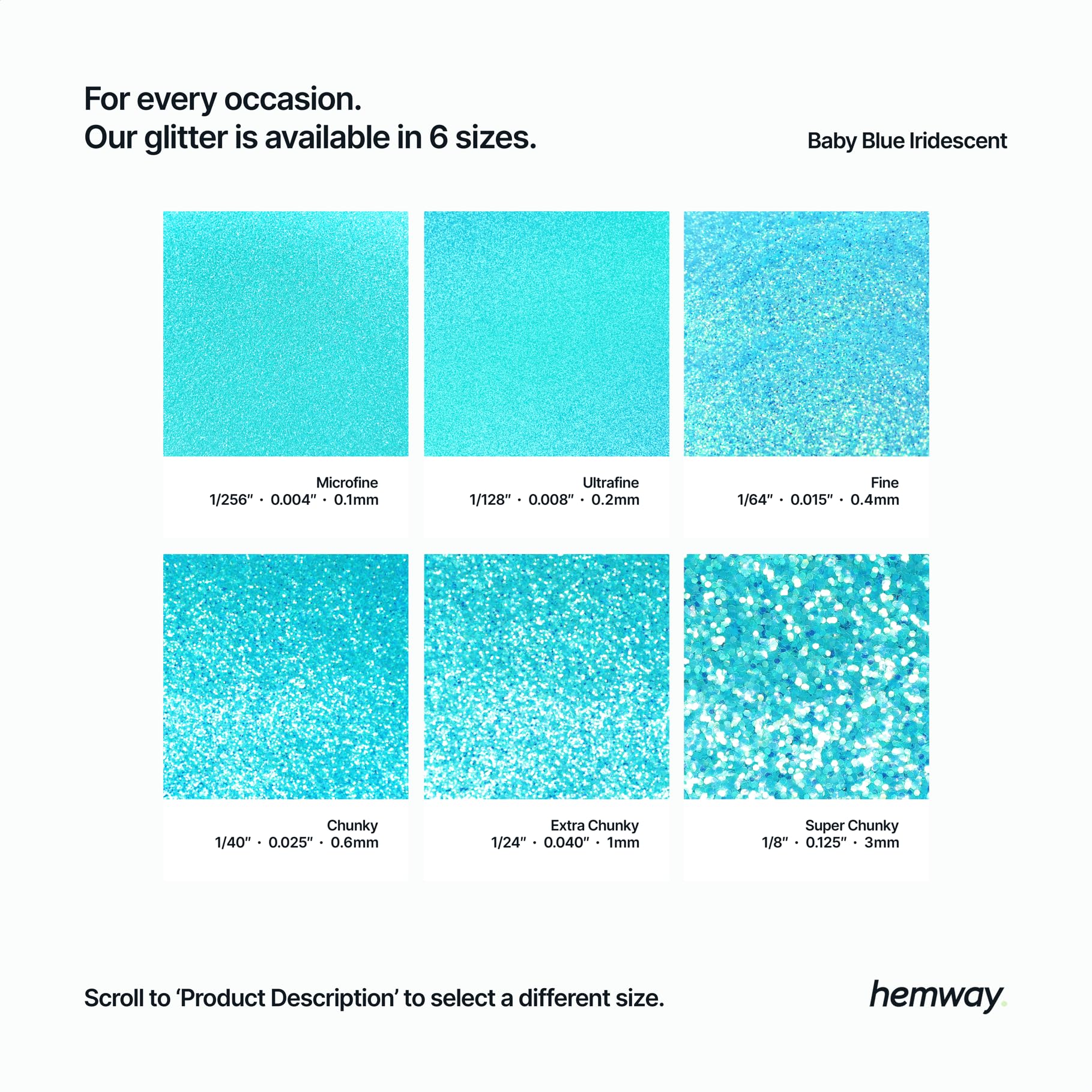 Hemway Glitter Shaker Baby Blue 130g x2 Pack Extra Chunky, Craft Glitter Shakers for Resin & Epoxy Crafts - Image 3