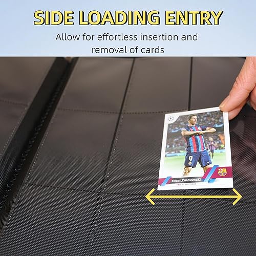 Miniatura 4 de Carpeta de tarjetas coleccionables con 9 bolsillos con cremalleras de metal de primera calidad y 540 bolsillos laterales de carga, álbum con cierre