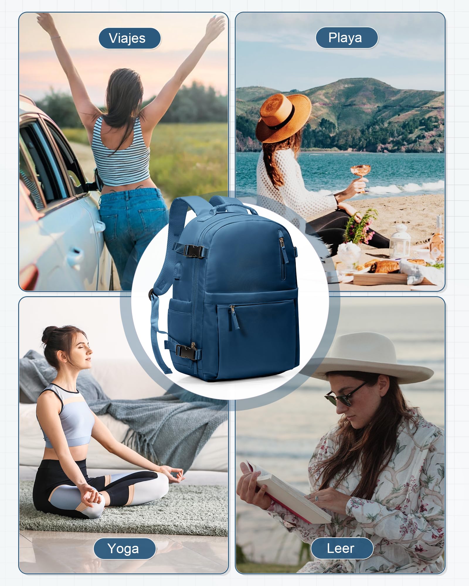 Mochila Viaje al Vacio con Bomba, Impermeable Mochila Viaje Cabina Avion Ryanair, Equipaje de Mano de Viaje Maletas Easyjet para Mujer Hombre(Azul)