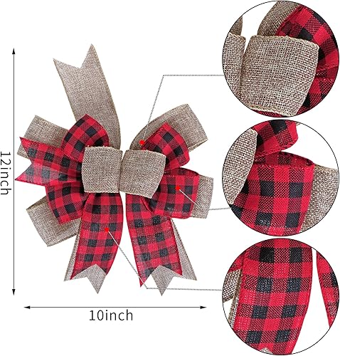 Miniatura 10 de Corona grande de Pascua con lazo de arpillera con alambre con huevos de conejo, adornos de puerta para el día de Pascua, árbol, decoraciones de