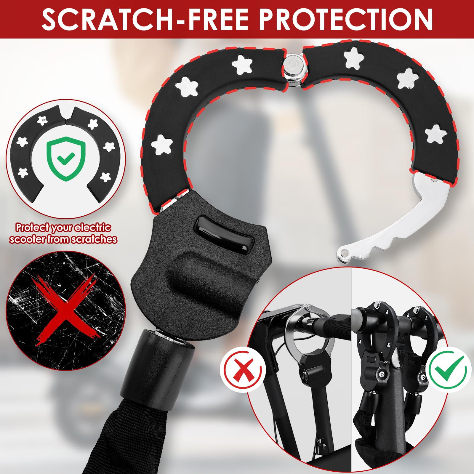 TLGREEN Antifurto Trotinette Elettrico, 93 cm Robusto Antifurto Catena Velo | 6 mm Catene, con Chiavi, Borsa Impermeabile, Lucchetto Velo Antifurto per Scooter, Biciclette, Moto, Cancello, Recinzione