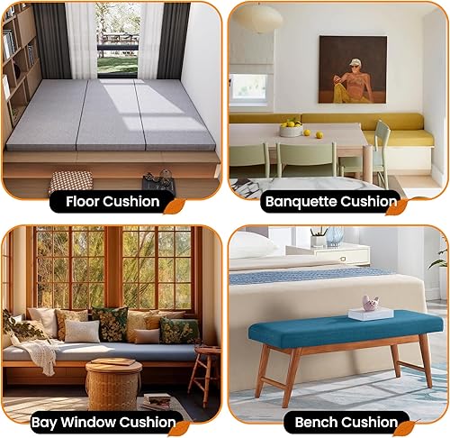 Miniatura 6 de Custom Size Bay Window Cushion, Bench Cushions for Indoor Furniture, Window Seat Cushion, Breakfast Nook Cushions, Indoor Bench Cushions,