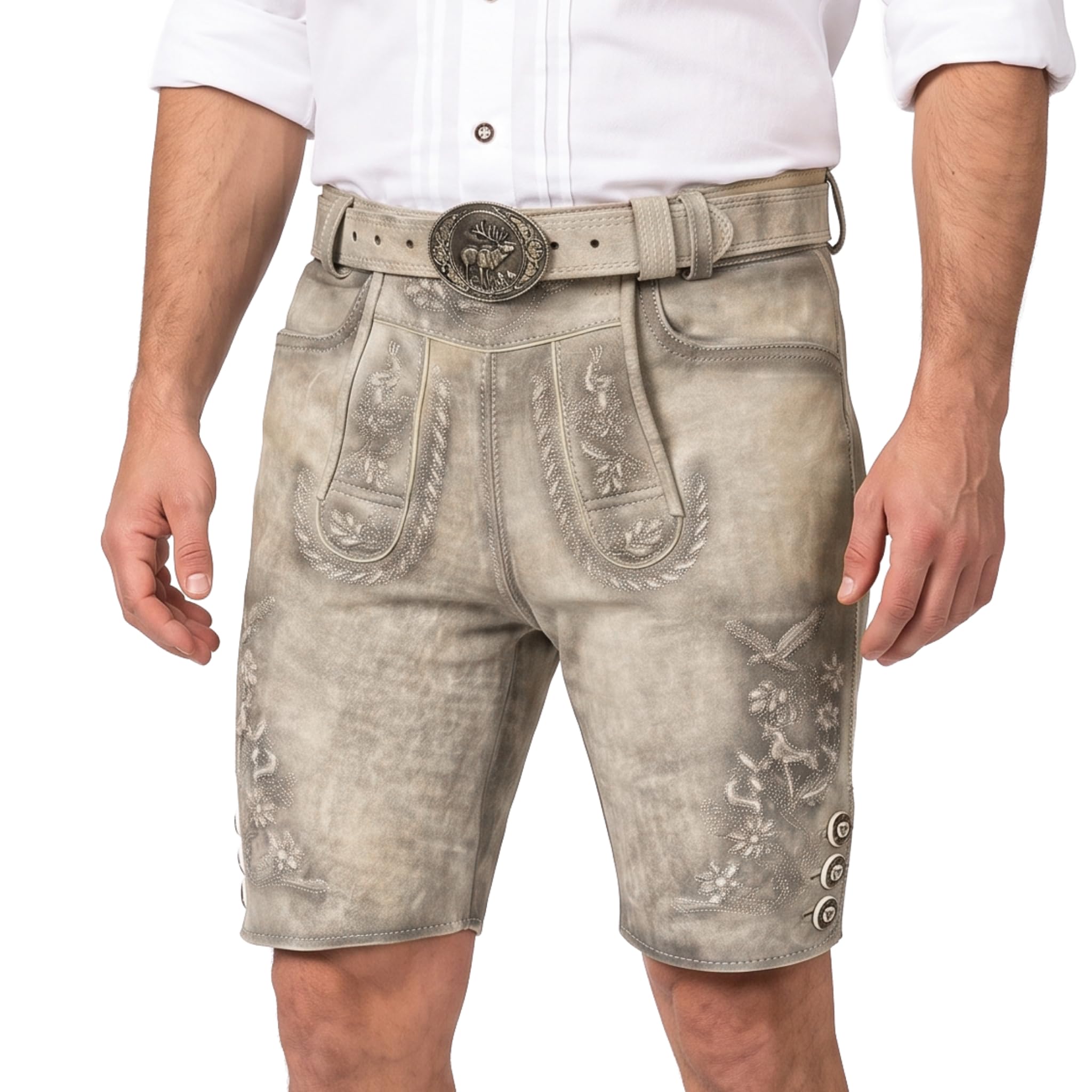 Sterling Sports Men's Lederhosen with Belt for Oktoberfest (Brown, 30)