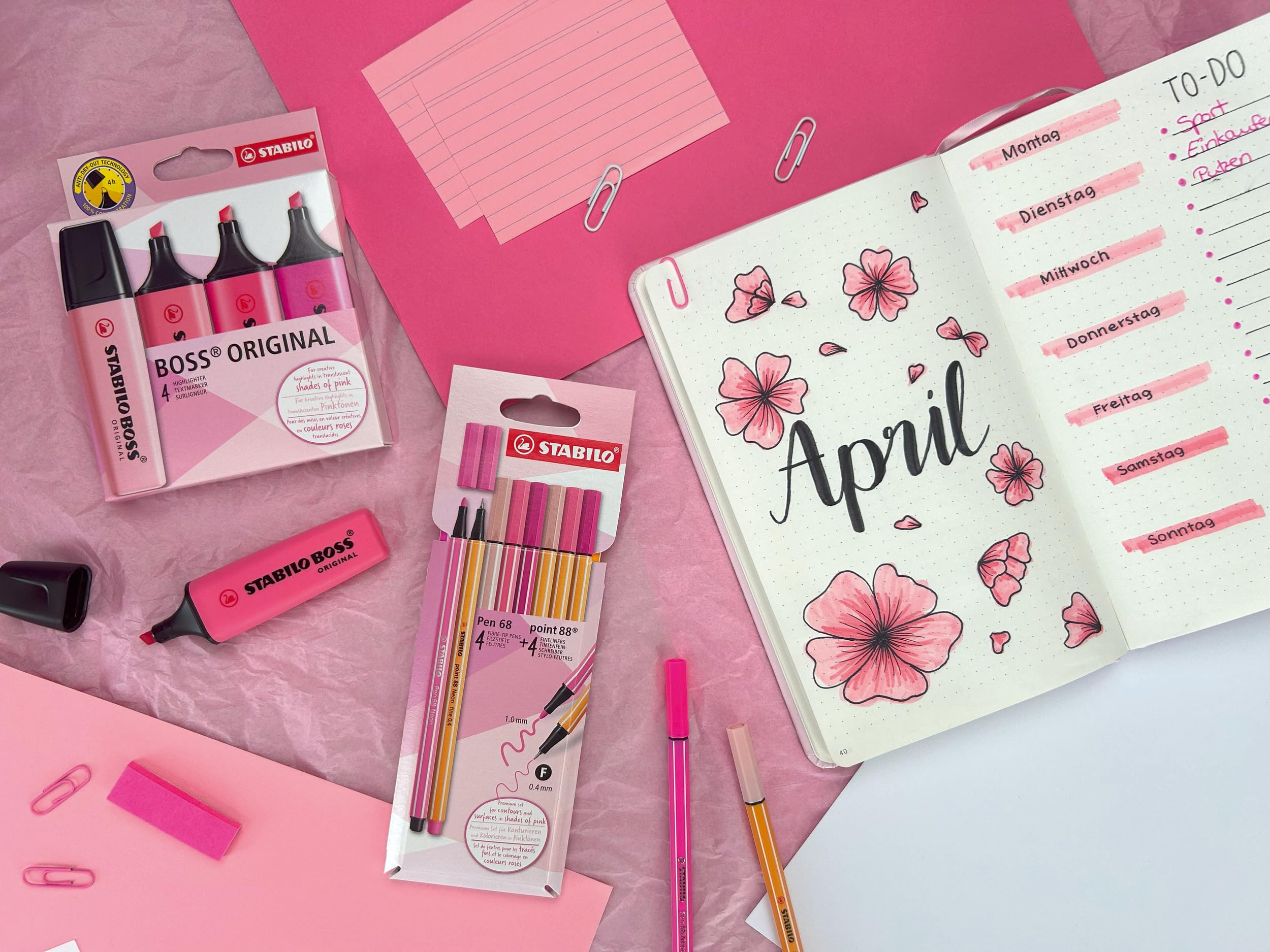 STABILO Premium Felt Tip Pens & Fineliner Pen 68 Point 88 - Shades of Pink - Pack of 8 - Image 5