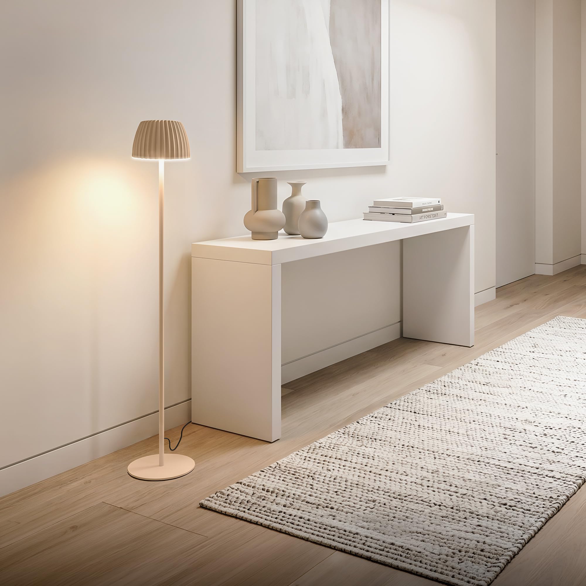 BRILONER - Lampa stojąca LED z dotykiem, możliwość ściemniania, krawędź świetlna, ciepłe białe światło, lampka do czytania, lampa do salonu, sypialni, lampa stojąca, 19 x 124 cm, kawa