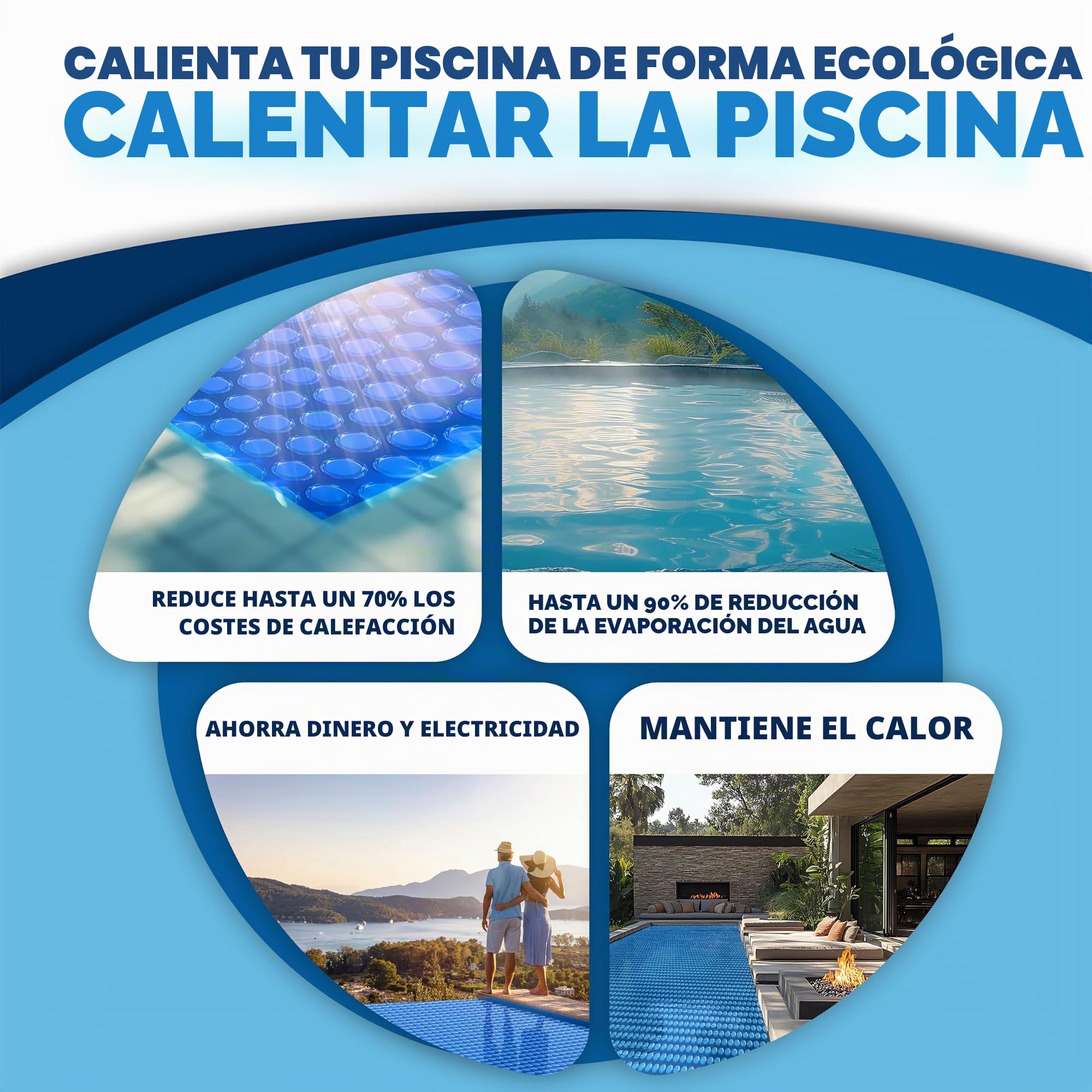 KESSER® Lona solar para piscina de 400 µm, lona solar rectangular de 600 x 400 cm, cubierta solar flexible que se puede cortar, lona para piscina para calentar el agua, cubierta solar con tijeras