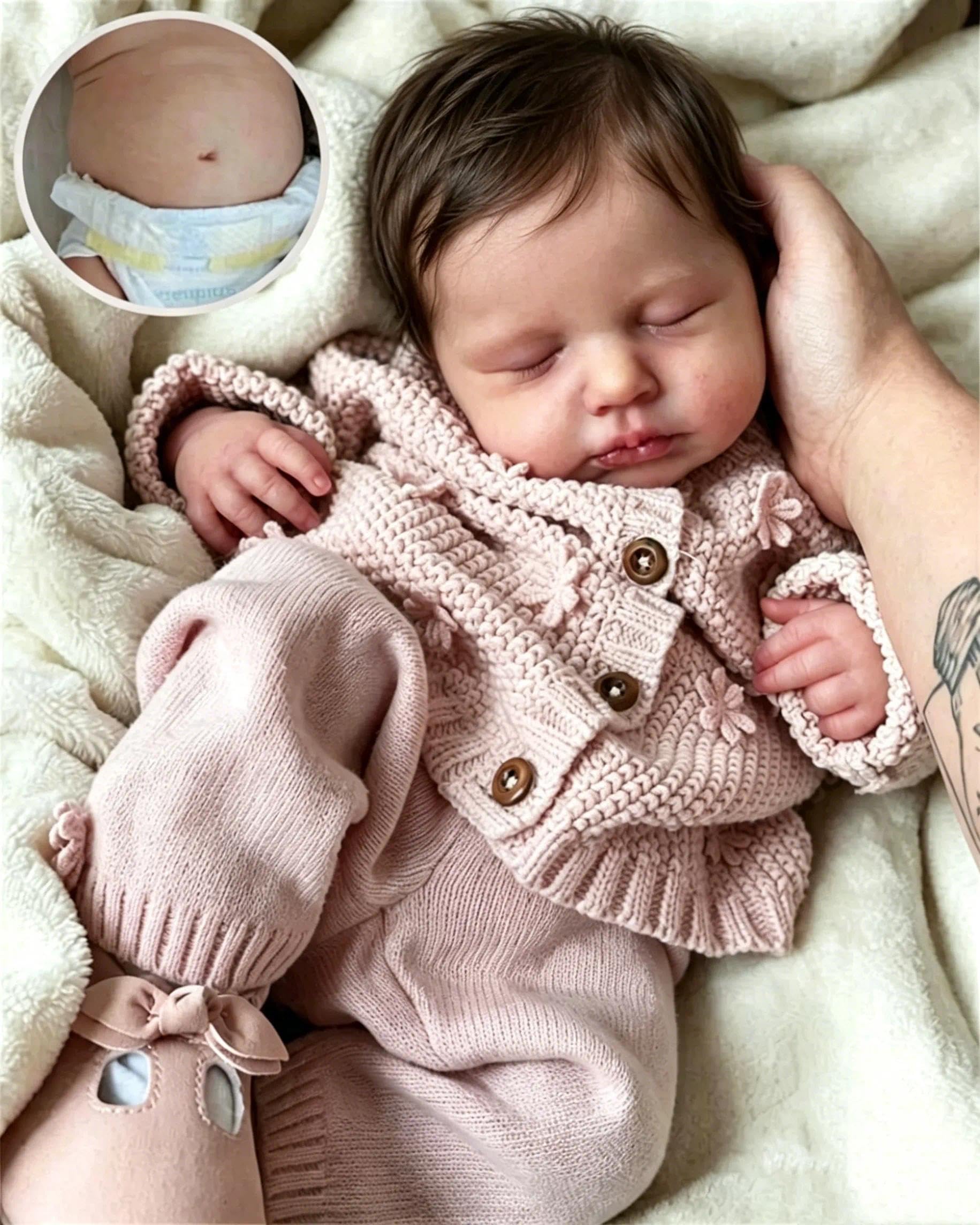 Zero pam Reborn Dolls Silicone Vinyl Full Body Girl 50 CM Realisitc Baby Doll Full Vinyl Body Anatomically Correct Real Life Newborn Dolls Sleeping Baby Doll For Kids Ages 3+
