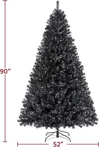Miniatura 8 de Yaheetech - Árbol artificial color negro para Halloween o Navidad, con luces y bisagras, de 7.5 pies, para la decoración de las fiestas en el hogar,