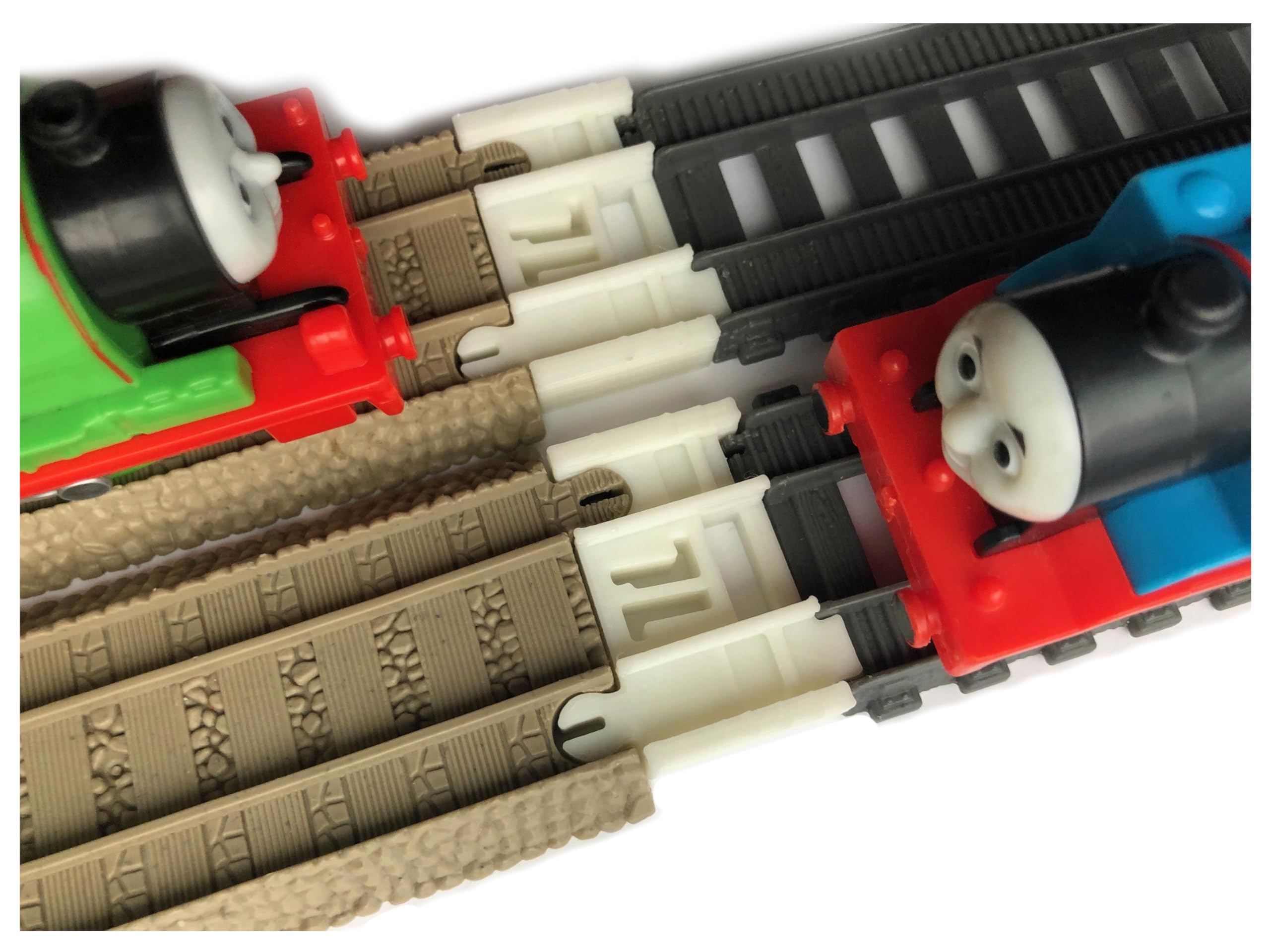 TrainLab.com adapters Compatible with Thomas & Friends Trackmaster New Gray & Old Brown Tracks, Essential 2pc Blue Train Track adapters for Easy Expansion! (2pc)(Black)