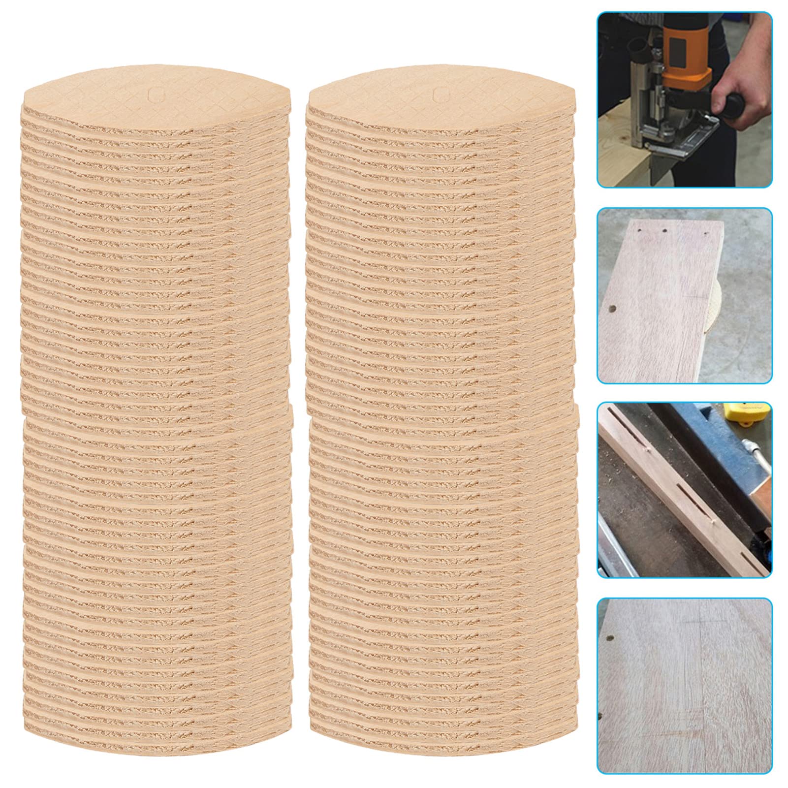 Surtido de 100 piezas de galletas de madera de haya (n.º 0 10 20). Surtido de placas de unión de madera placas de unión planas para trabajos de carpintería ebanistería y fabricación de muebles.