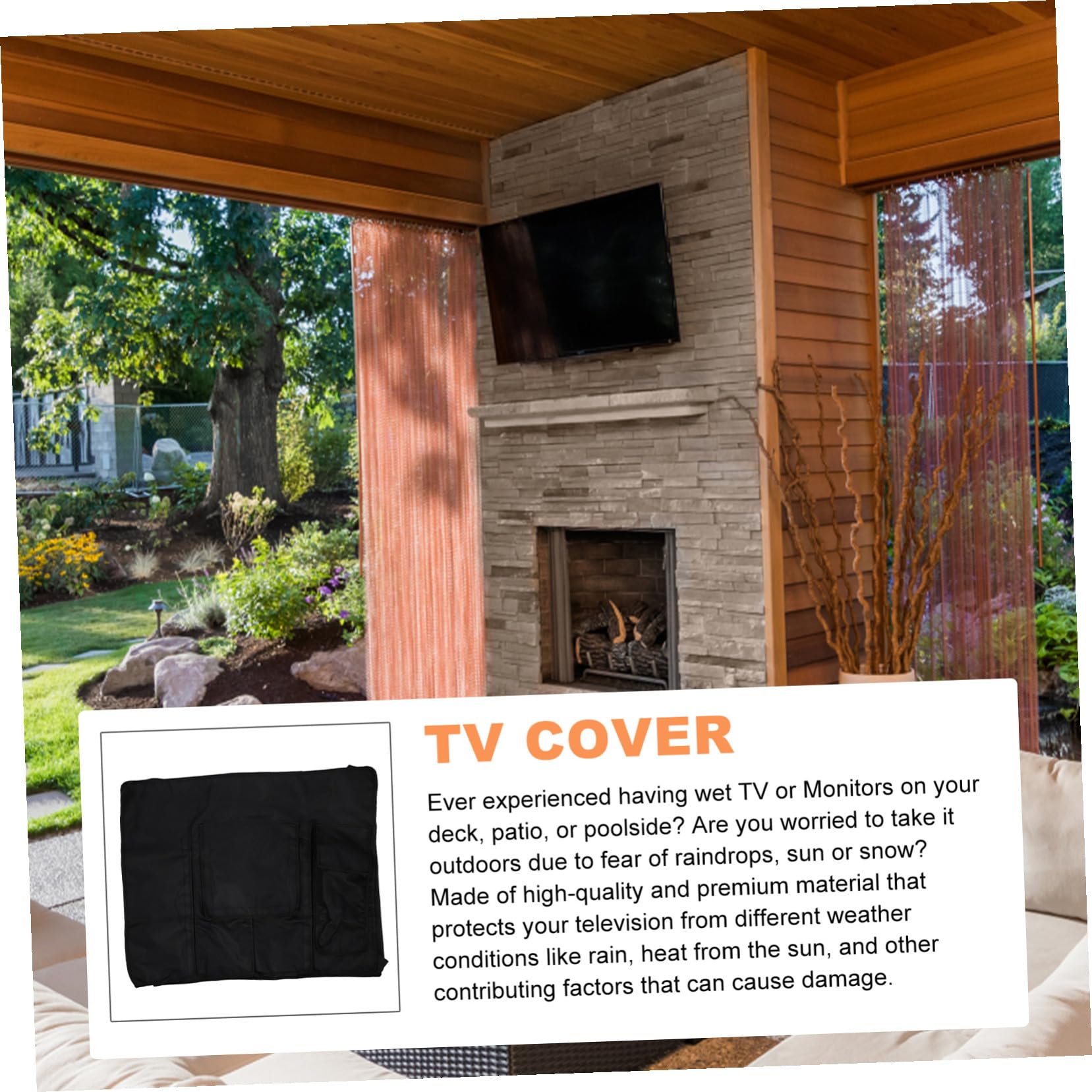 Copertura Tv per Esterni Protezione Completa Anti-polvere e UV per Smart Tv da Giardino e Balcone Resistente alle Intemperie