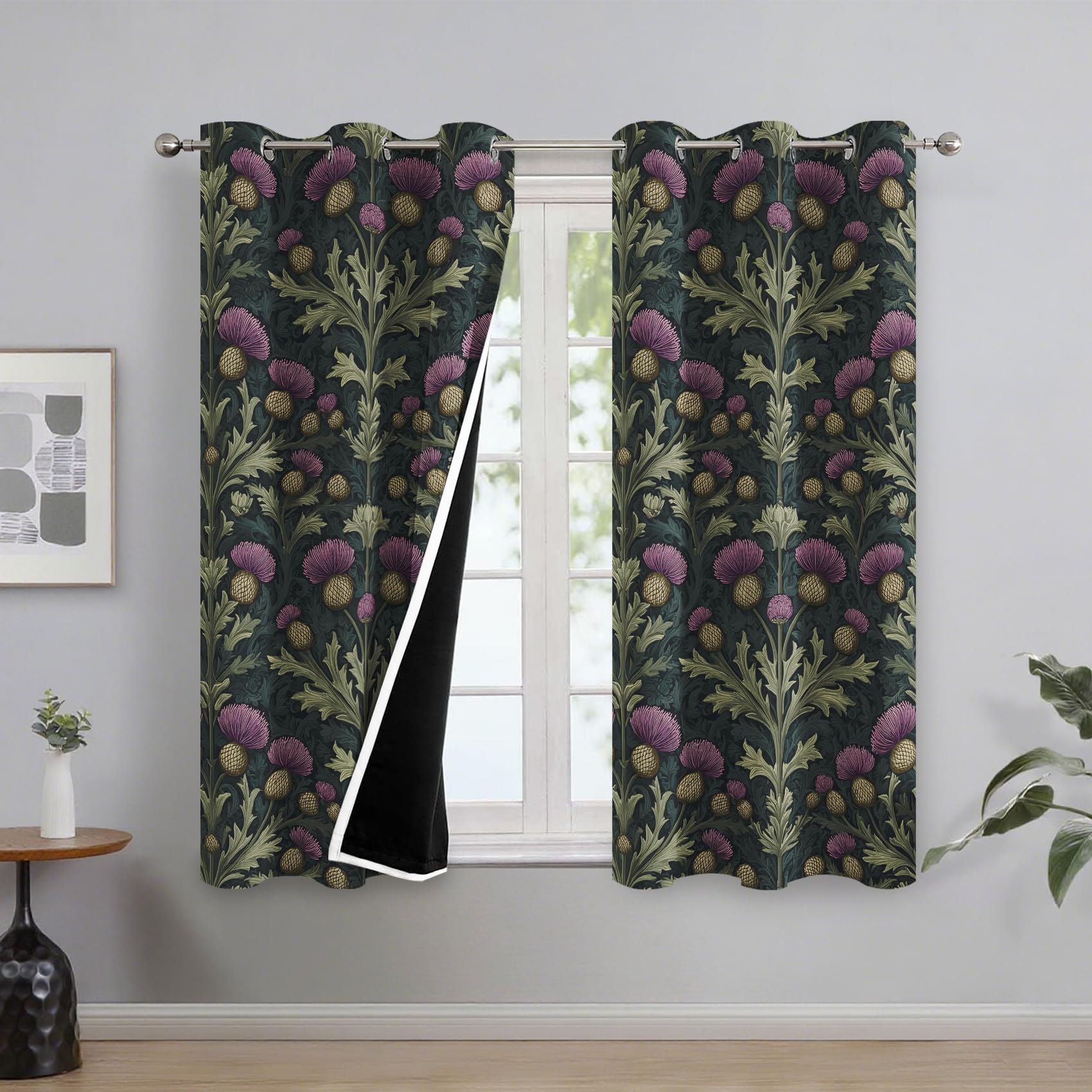 Generisch Schottische Distel Vorhänge, 95% Blickdichte, 2er Set 166 x 75