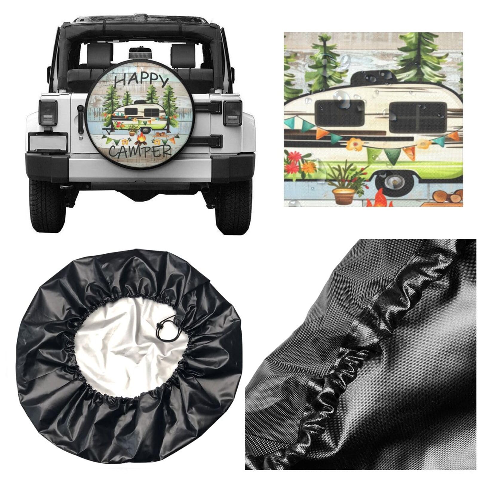 Happy Camper - Copertura universale per ruota di scorta, impermeabile